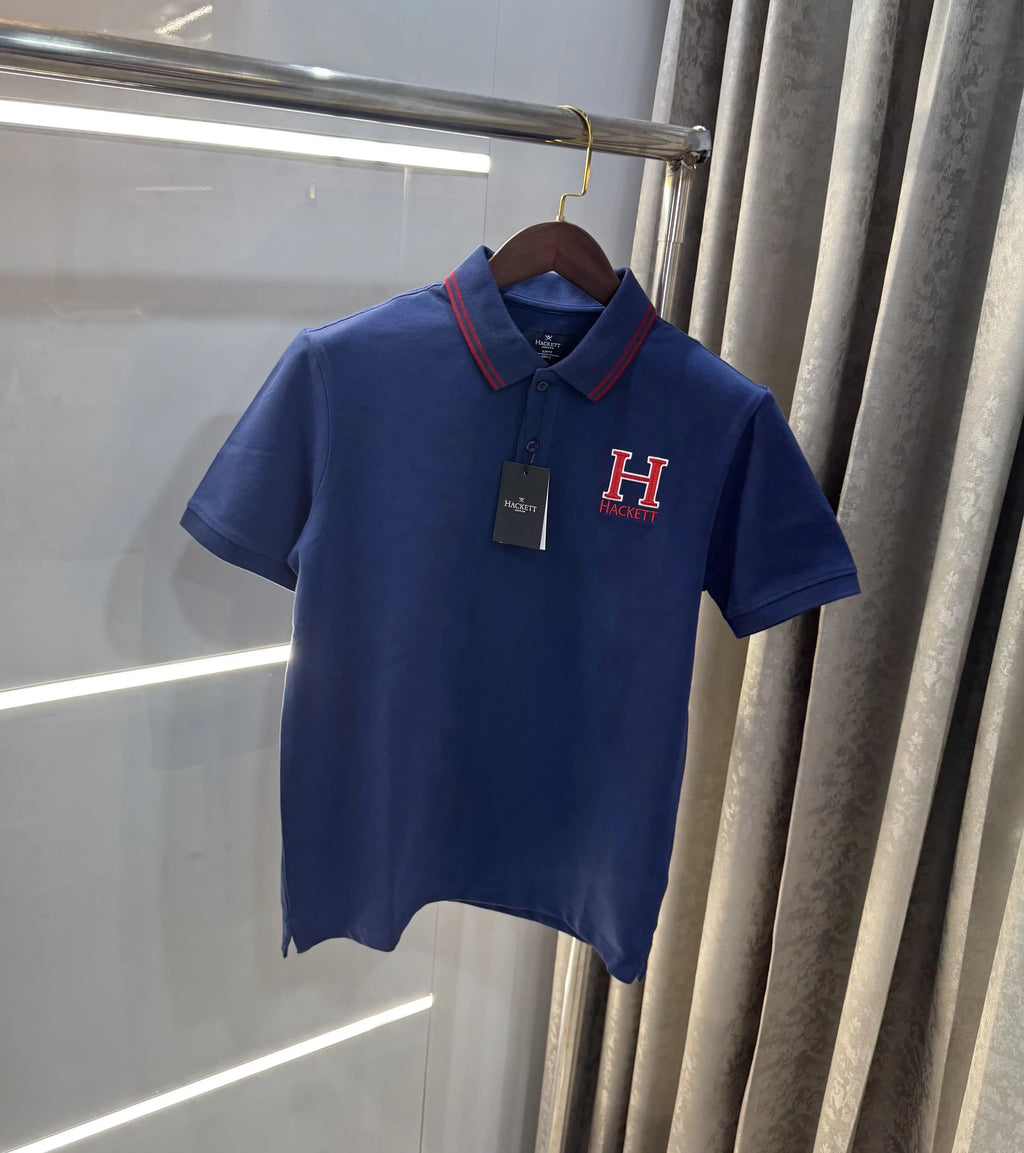 Hacket Petrol Blue Logo Work Premium Polo T-Shirt
