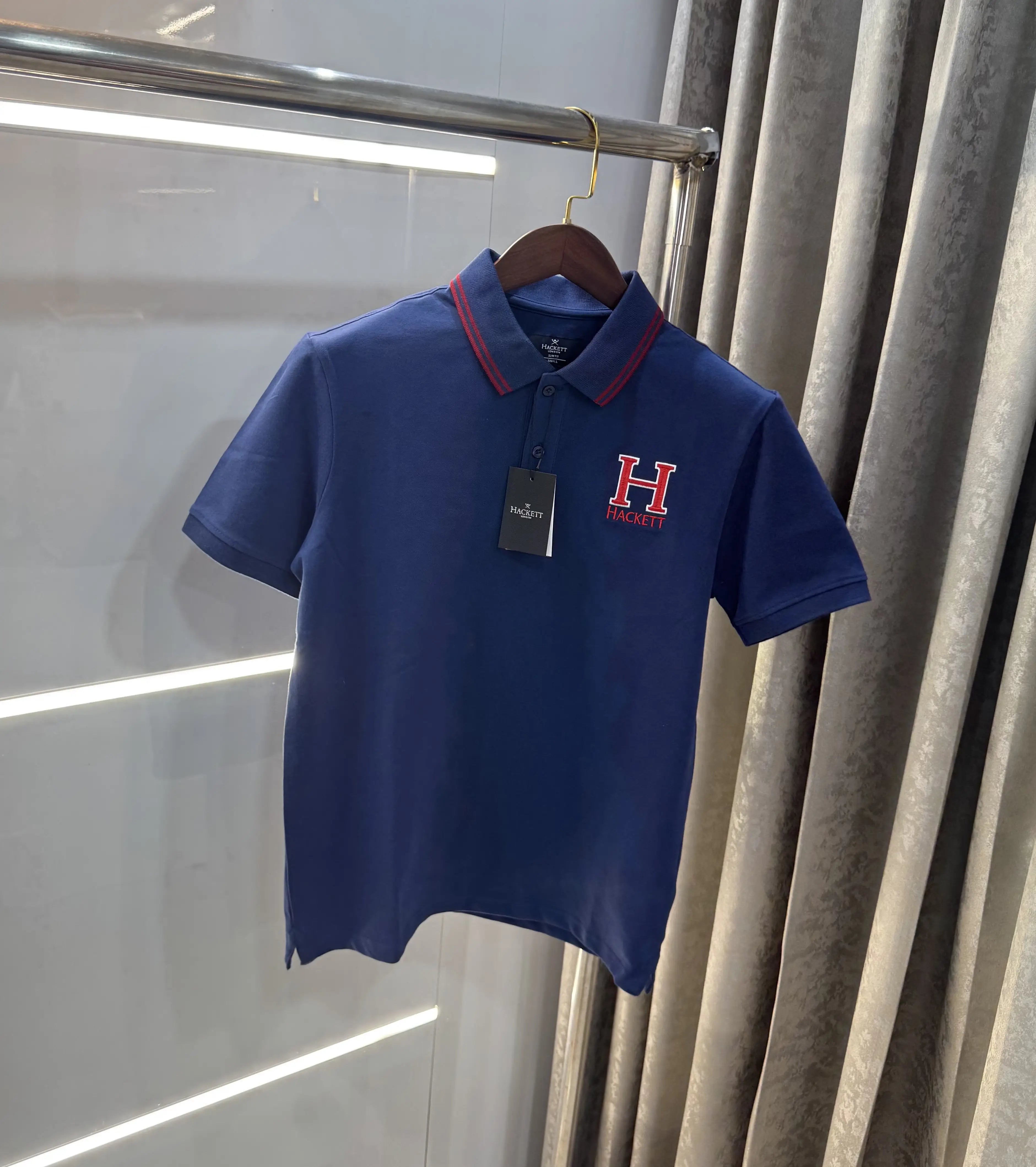 Hacket Petrol Blue Logo Work Premium Polo T-Shirt