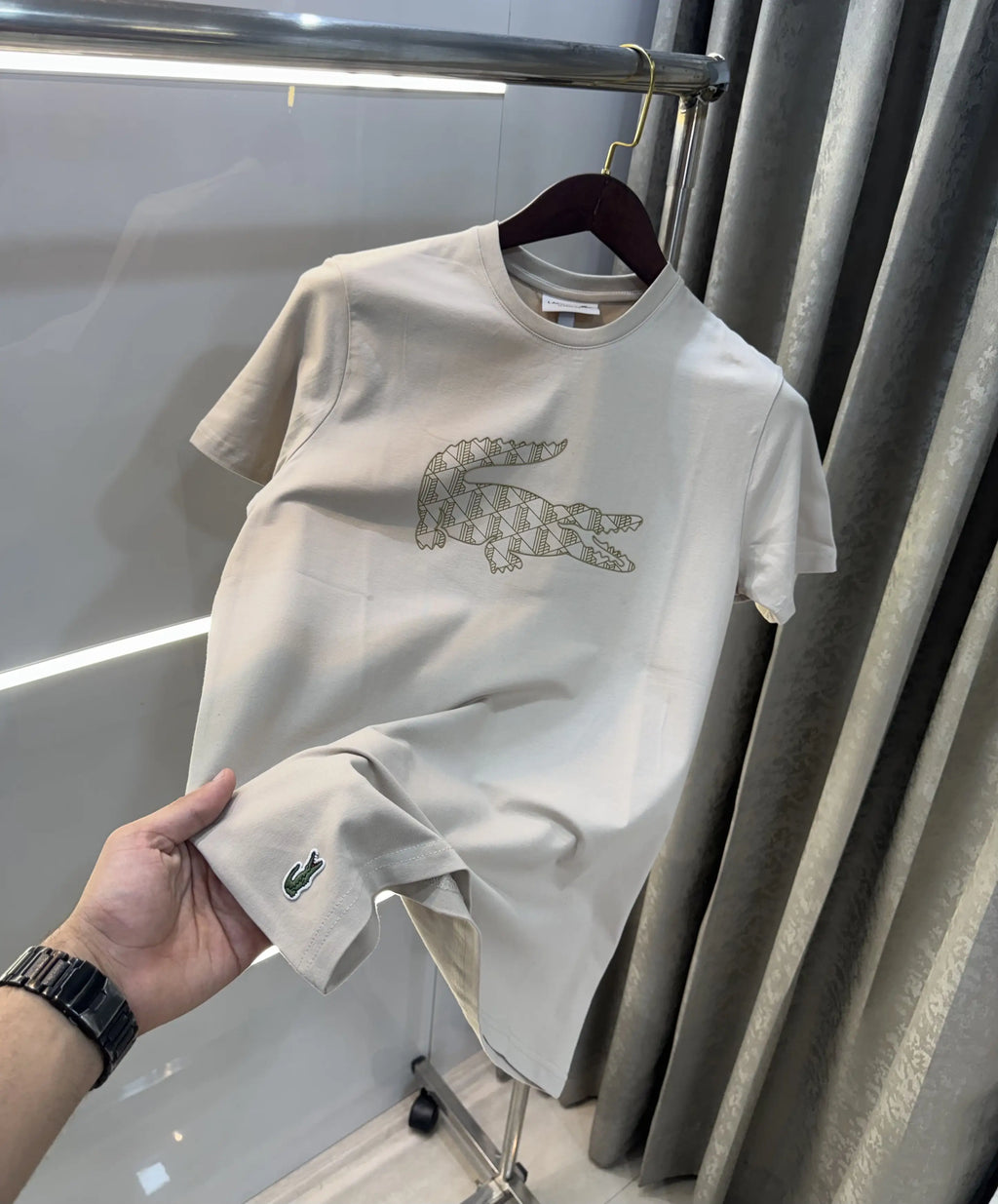 Lacost e Beige Logo Work Premium Polo T-Shirt