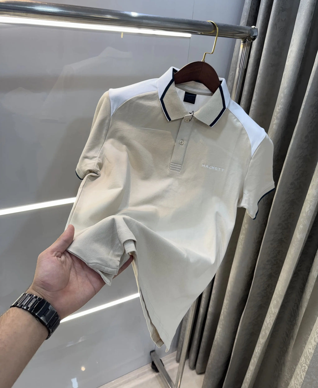 Hacket Cream Logo Work Premium Polo T-Shirt