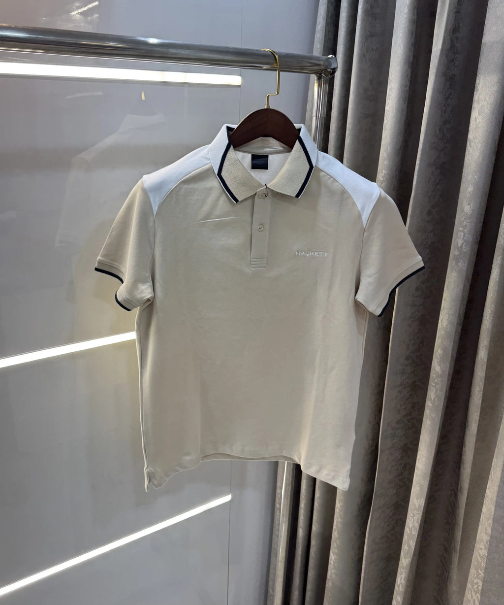 Hacket Cream Logo Work Premium Polo T-Shirt