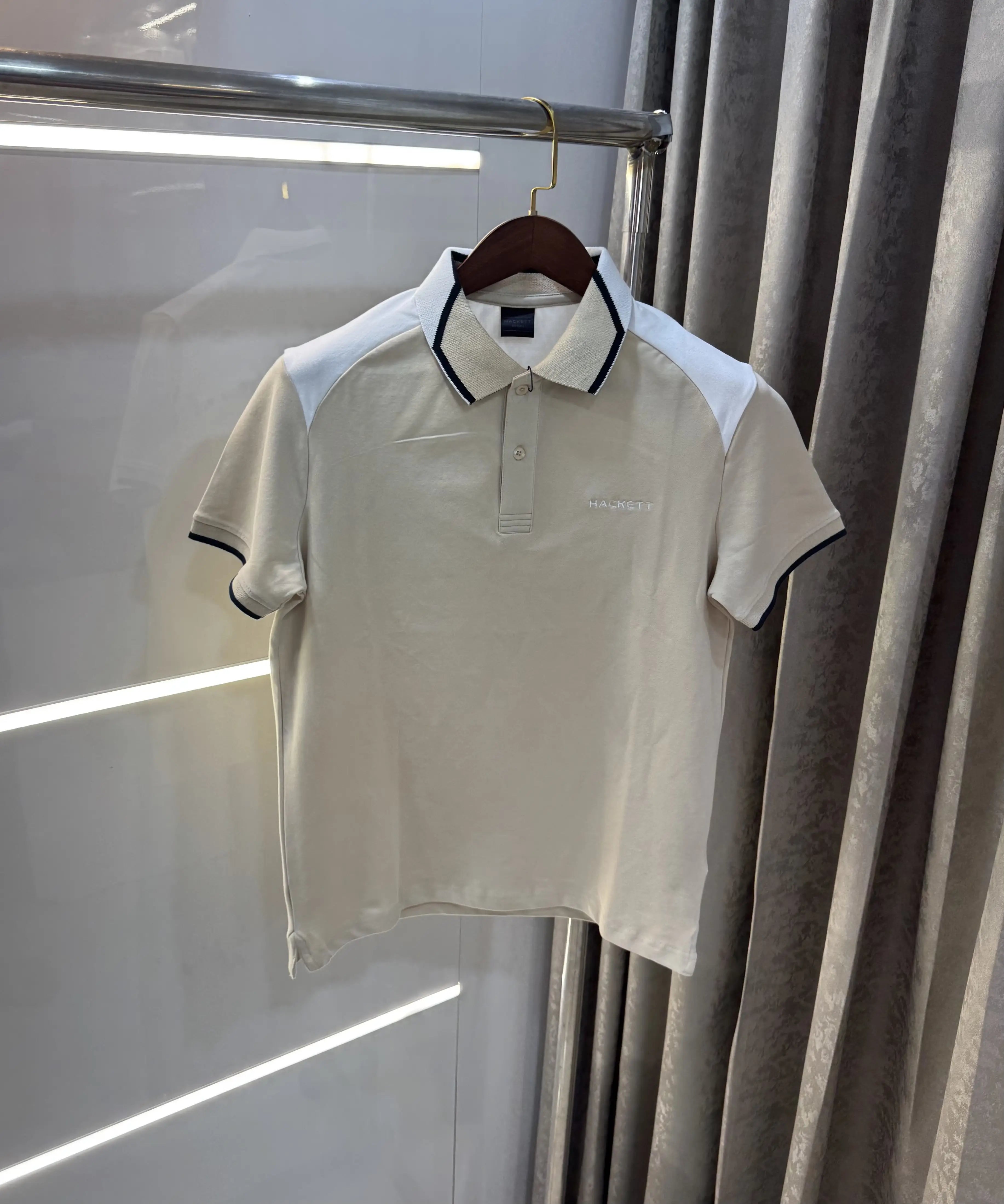 Hacket Cream Logo Work Premium Polo T-Shirt