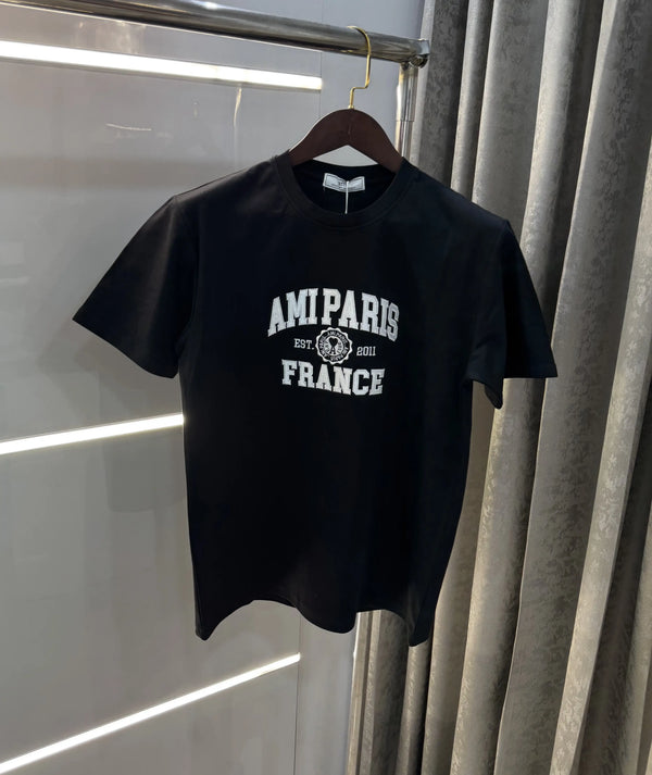 Ami Paris Black Embroidery Logo Premium T-Shirt