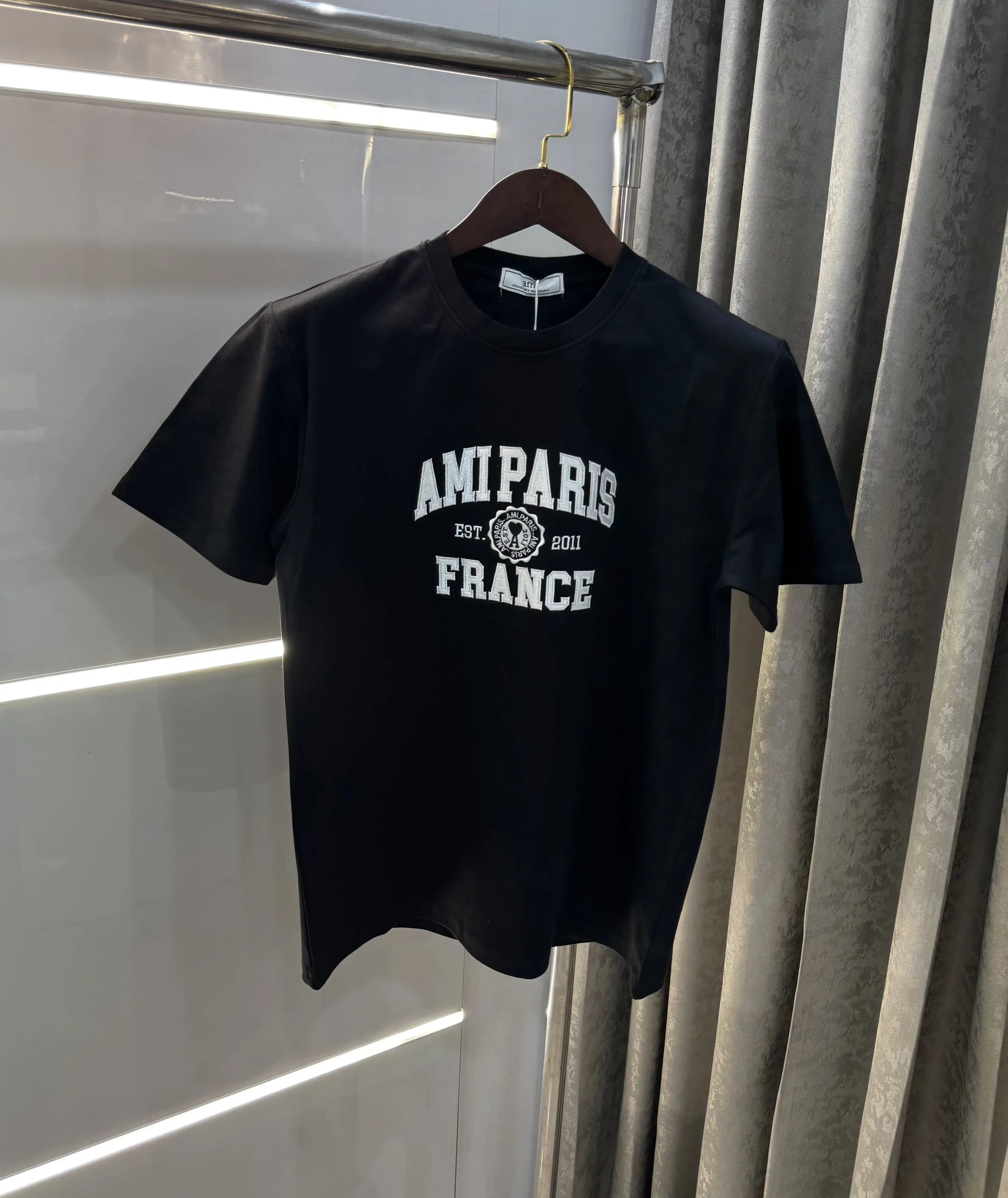 Ami Paris Black Embroidery Logo Premium T-Shirt
