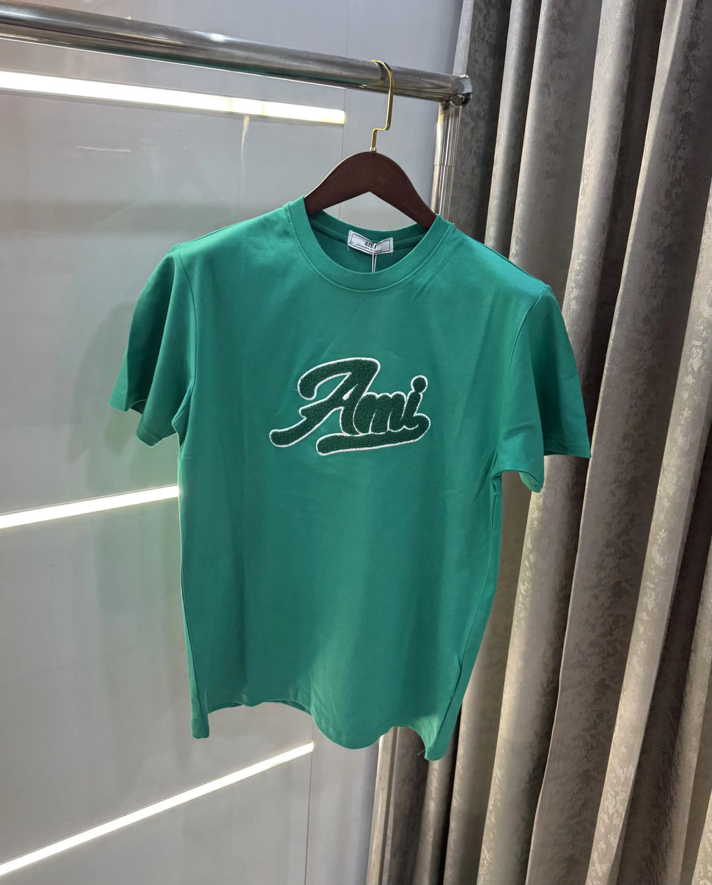 Ami Paris Green Embroidery Logo Premium T-Shirt