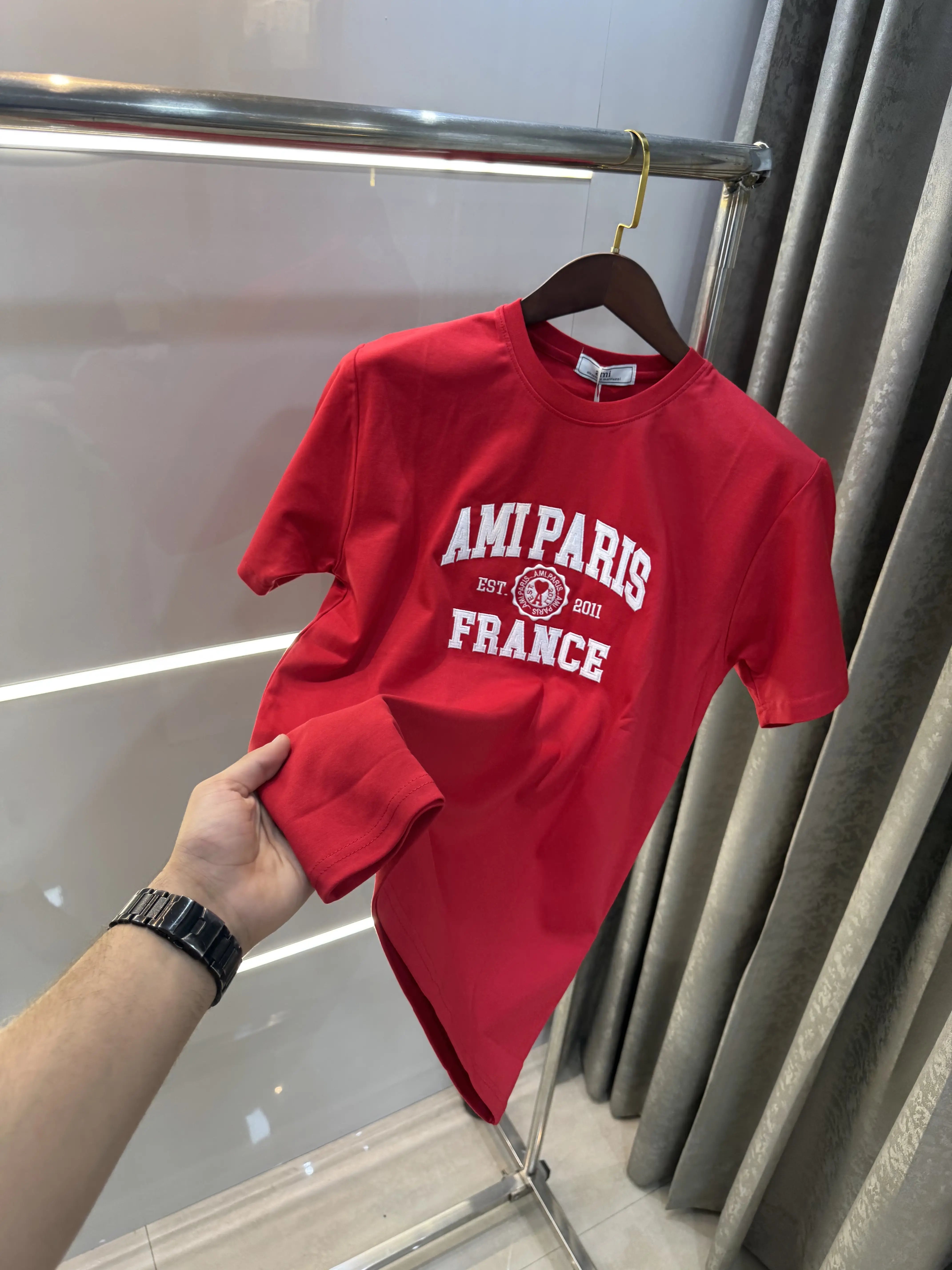 Ami Paris Red Embroidery Logo Premium T-Shirt Main image