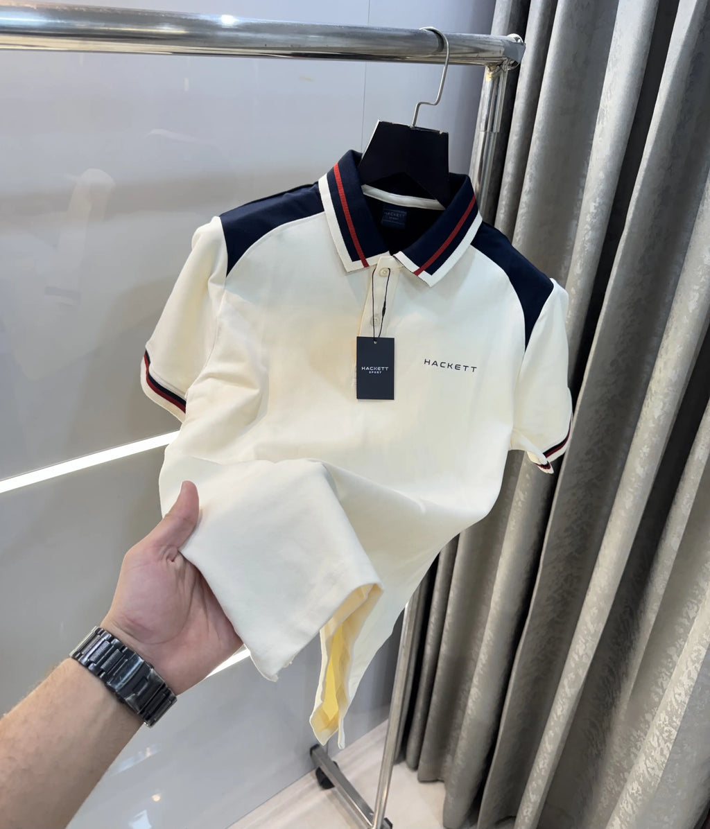 Hacket Cream Logo Work Premium Polo T-Shirt