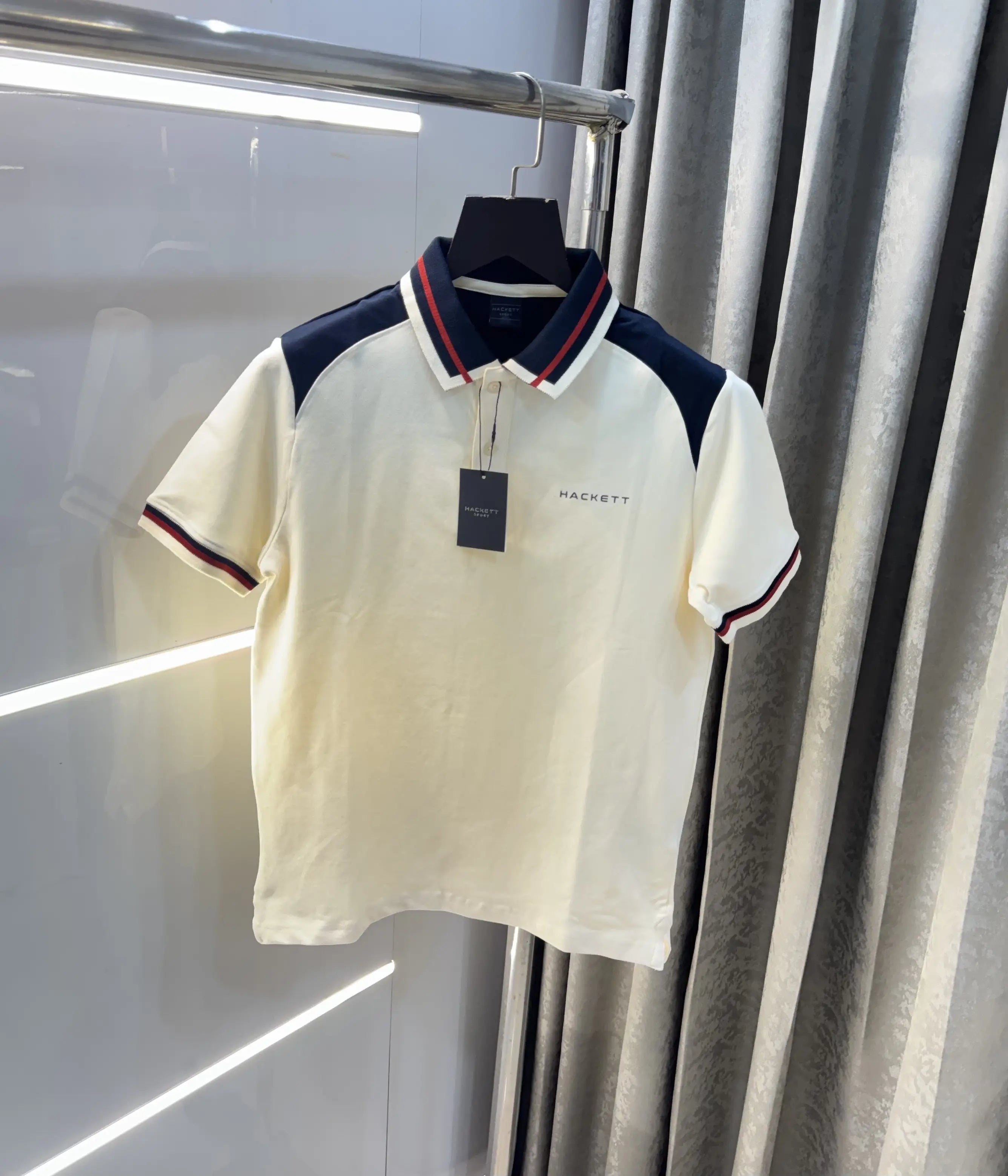 Hacket Cream Logo Work Premium Polo T-Shirt