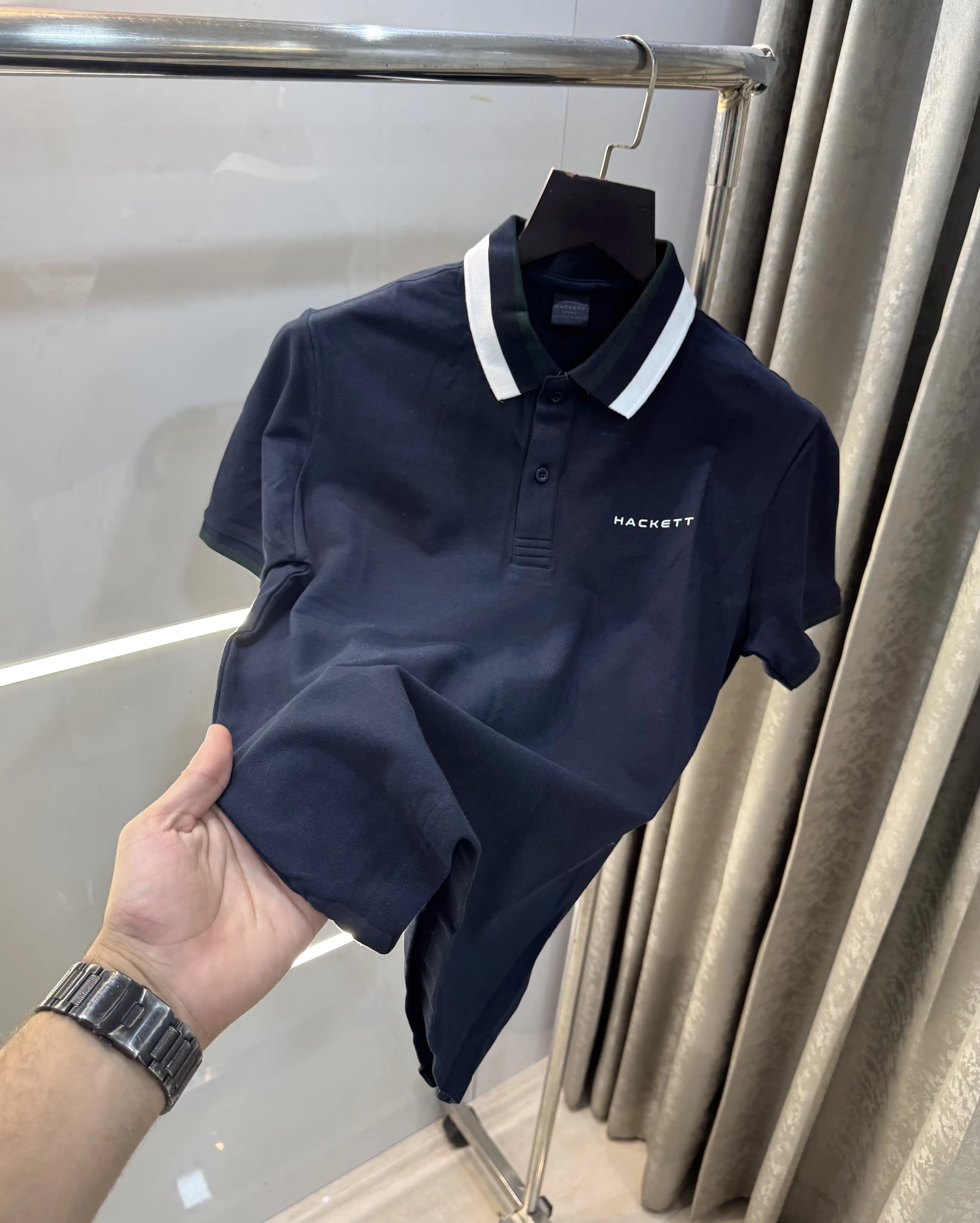 Hacket Navy Blue Logo Work Premium Polo T-Shirt Main image