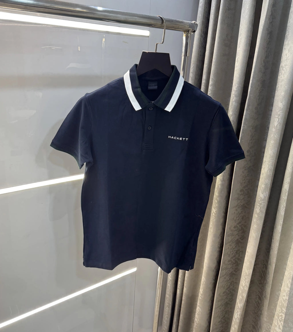 Hacket Navy Blue Logo Work Premium Polo T-Shirt