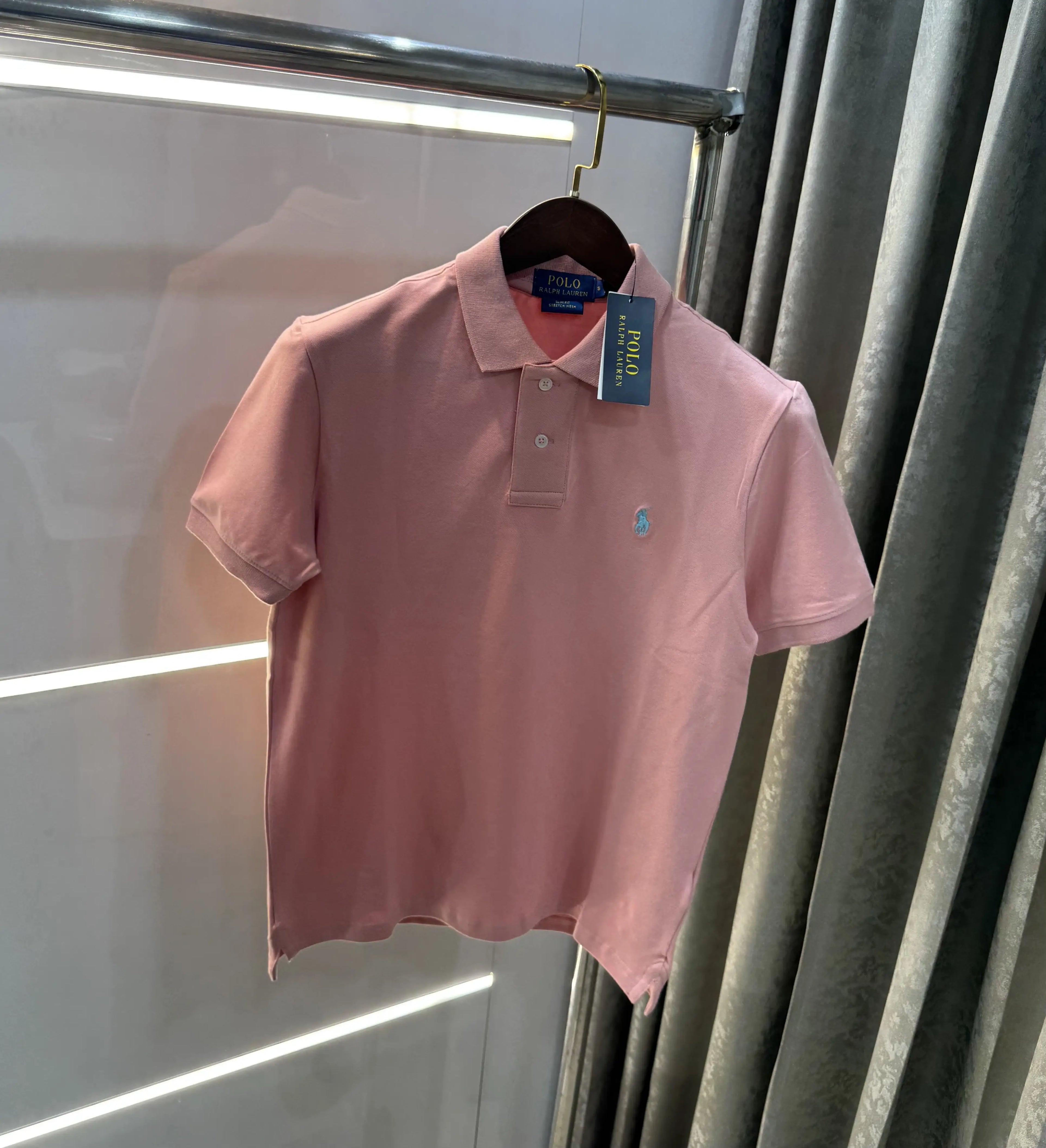 Ralph Lauren Pink Embroidery Logo Knitted Polo T-shirt