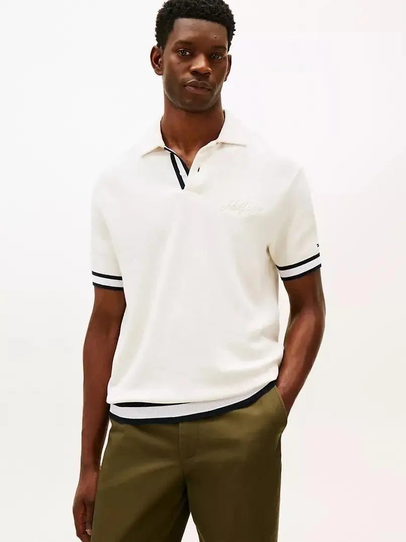 Tommy  Hilfiger Cream Logo Work Premium Polo T-Shirt Main image