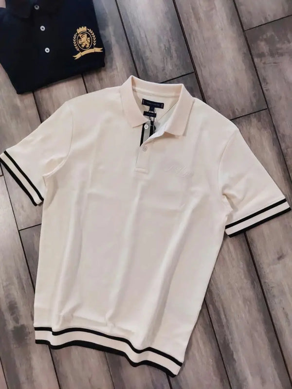 Tommy  Hilfiger Cream Logo Work Premium Polo T-Shirt