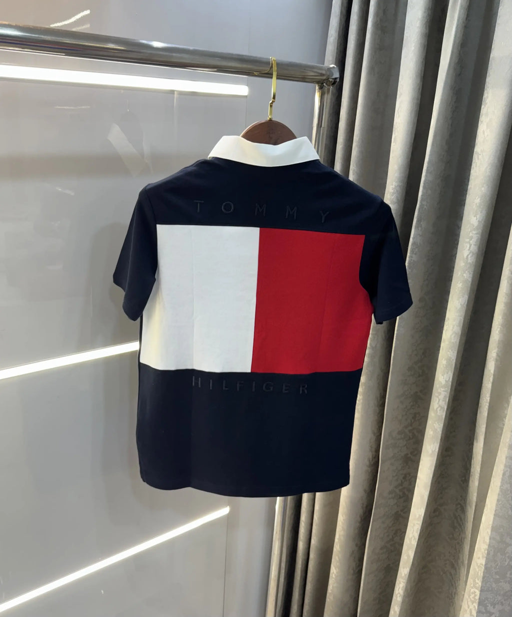 Tommy  Hilfiger Navy Blue Logo Work Premium Polo T-Shirt