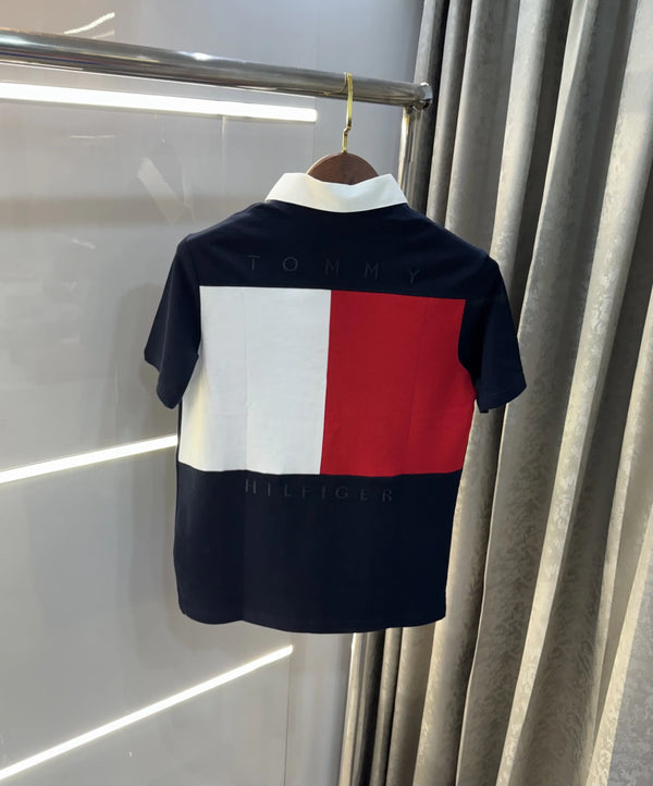 Tommy  Hilfiger Navy Blue Logo Work Premium Polo T-Shirt