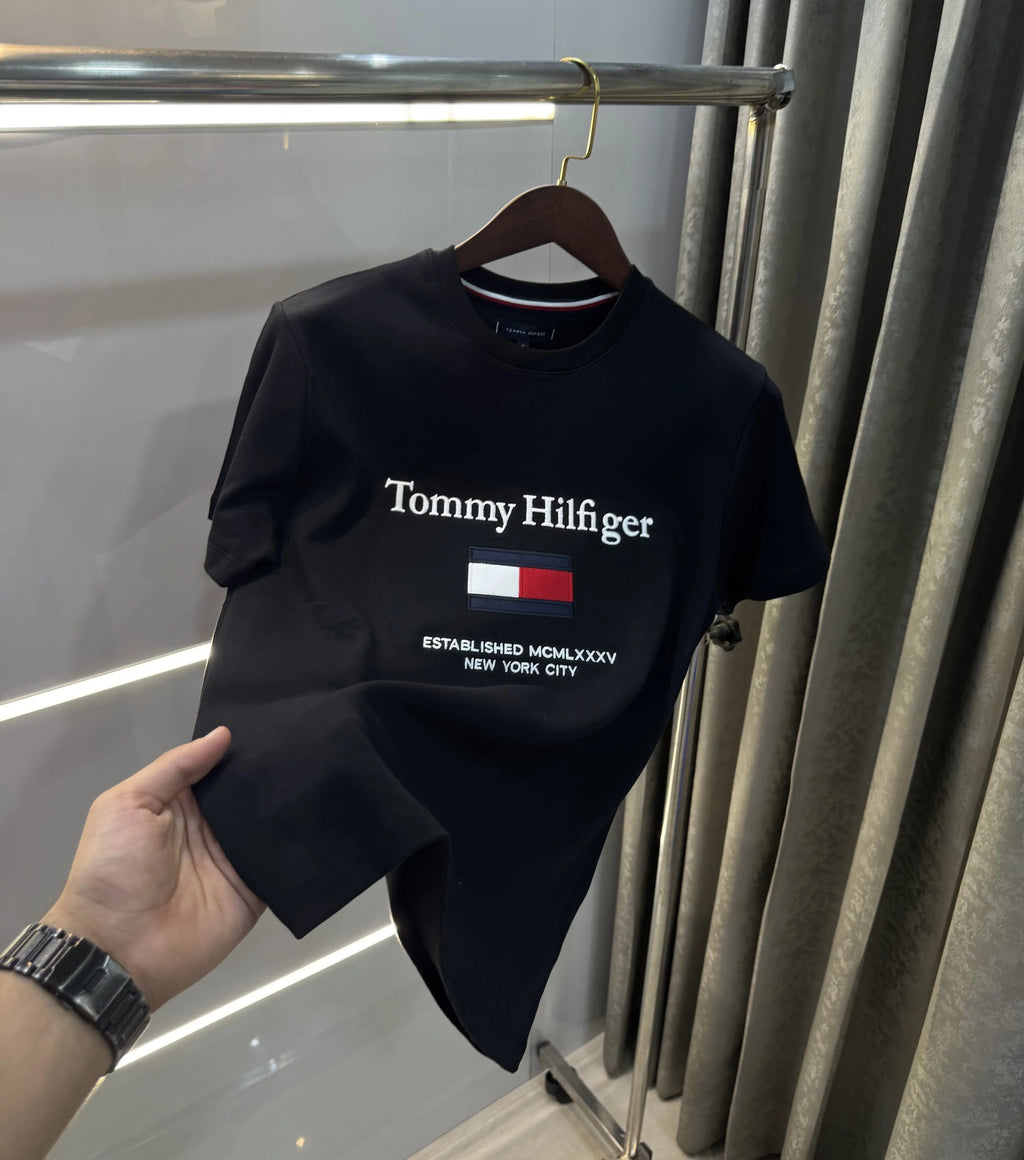 Tommy Hilfiger Black Logo Work Premium Polo T-Shirt