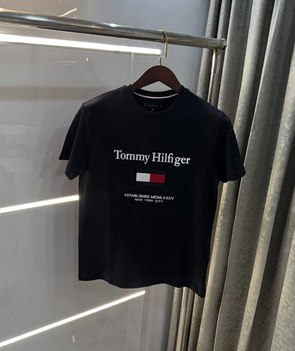 Tommy Hilfiger Black Logo Work Premium Polo T-Shirt