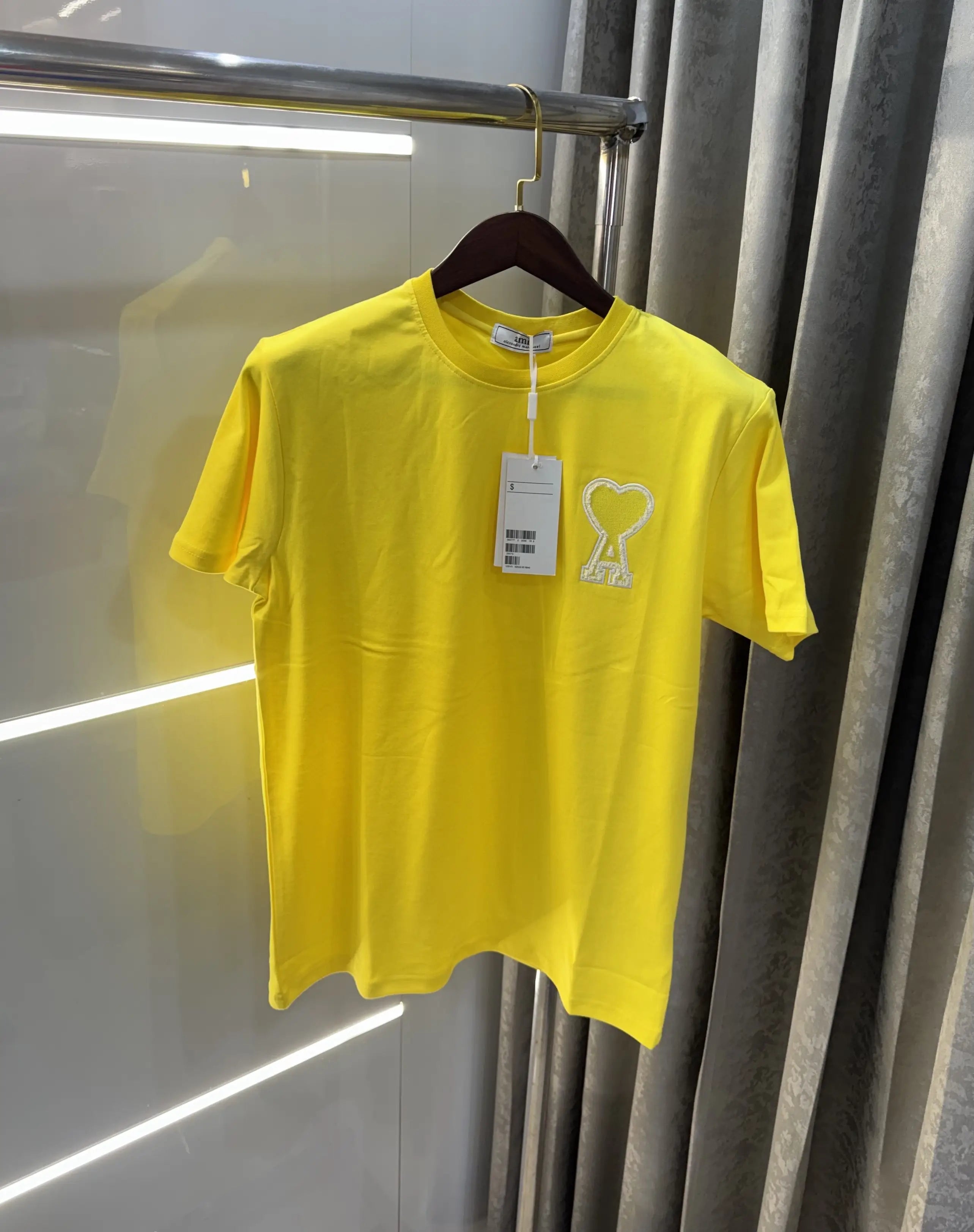 Ami Paris Yellow Embroidery Logo Premium T-Shirt