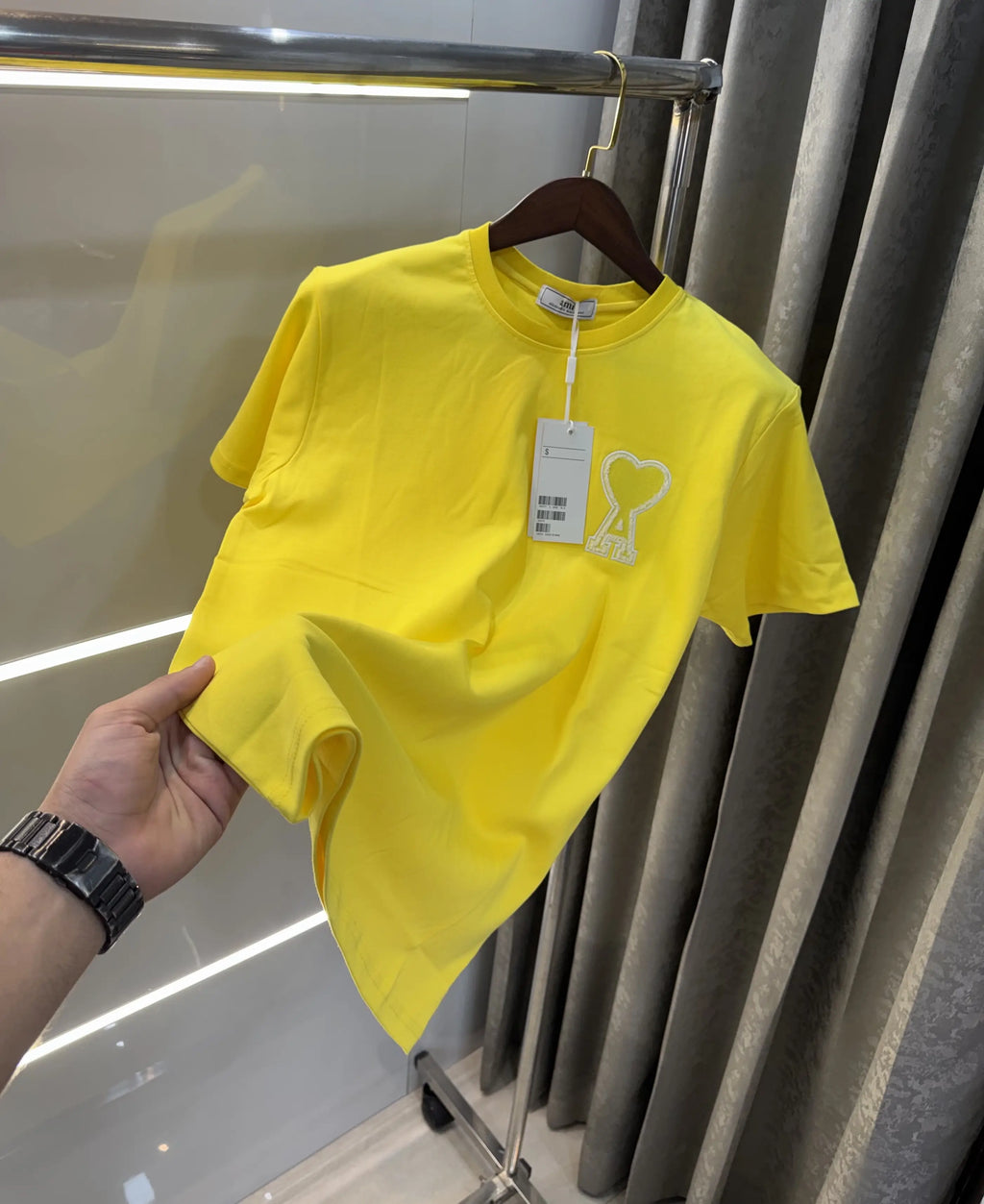 Ami Paris Yellow Embroidery Logo Premium T-Shirt