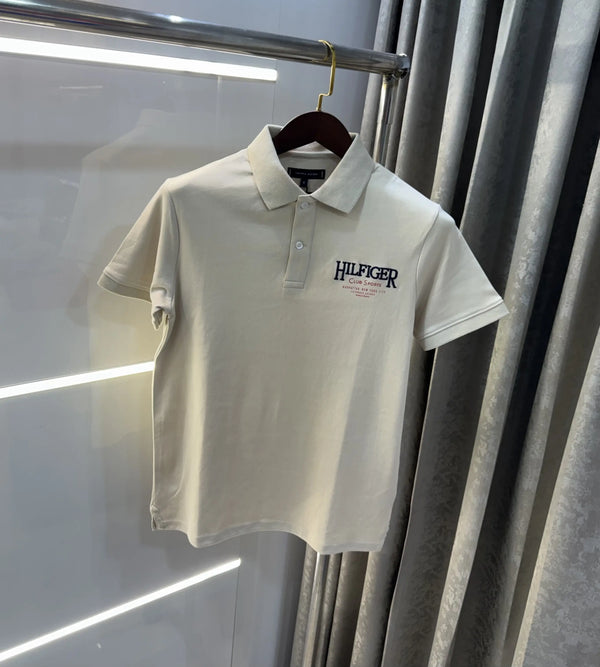 Tommy  Hilfiger Beige Logo Work Premium Polo T-Shirt