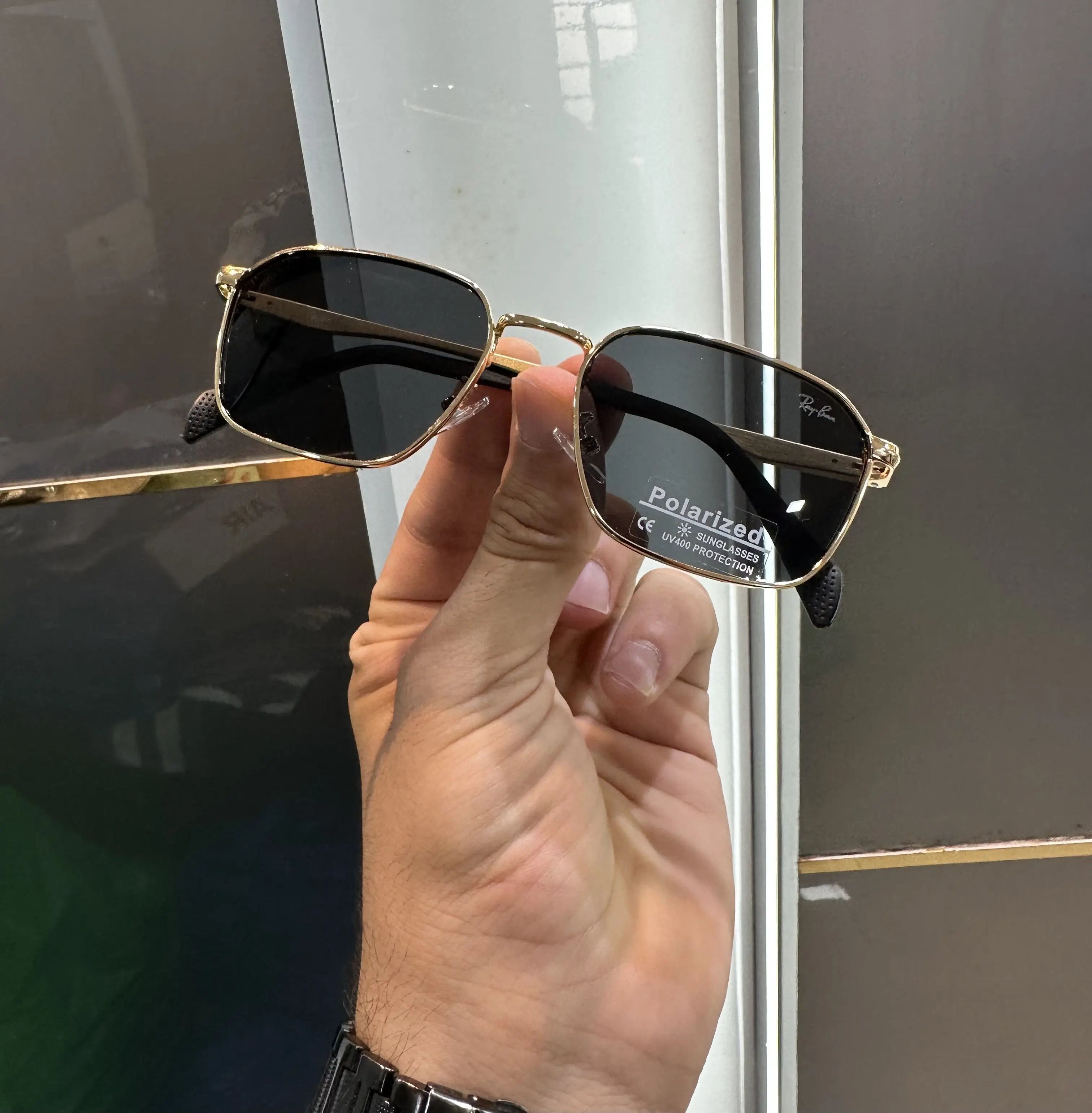 Ray Ban Gold Black Premium Shades 3135