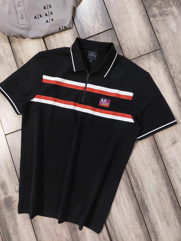 Arman i Exchang e Black Logo Work Premium Polo T-Shirt
