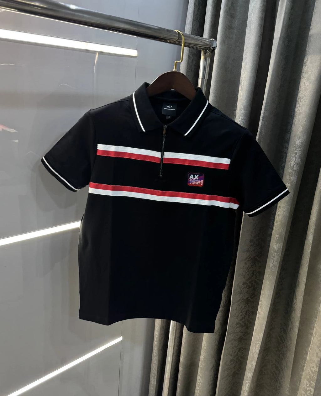 Arman i Exchang e Black Logo Work Premium Polo T-Shirt