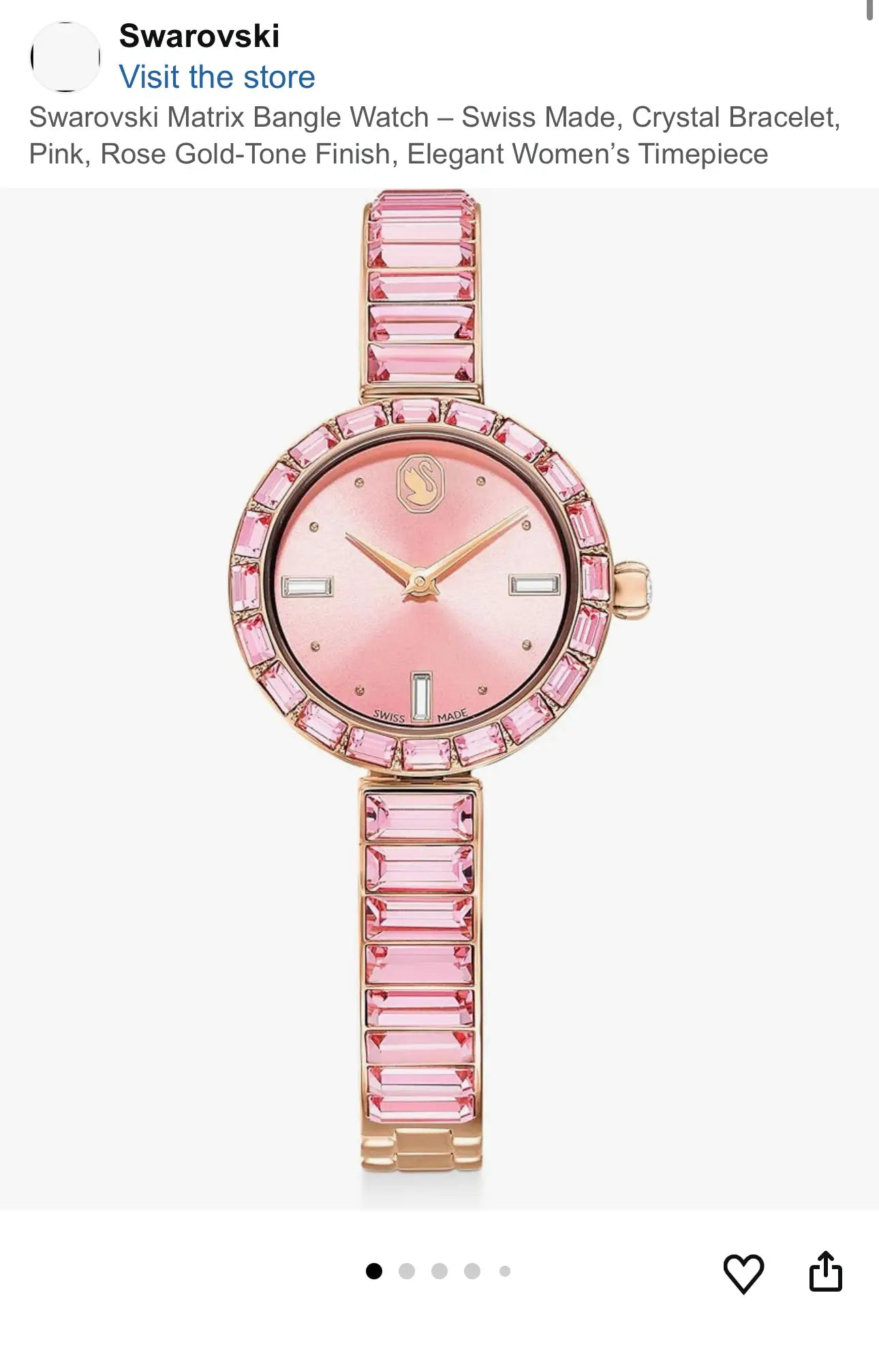 Swarovsk i Matrix Bangle Pink Quartz Watch