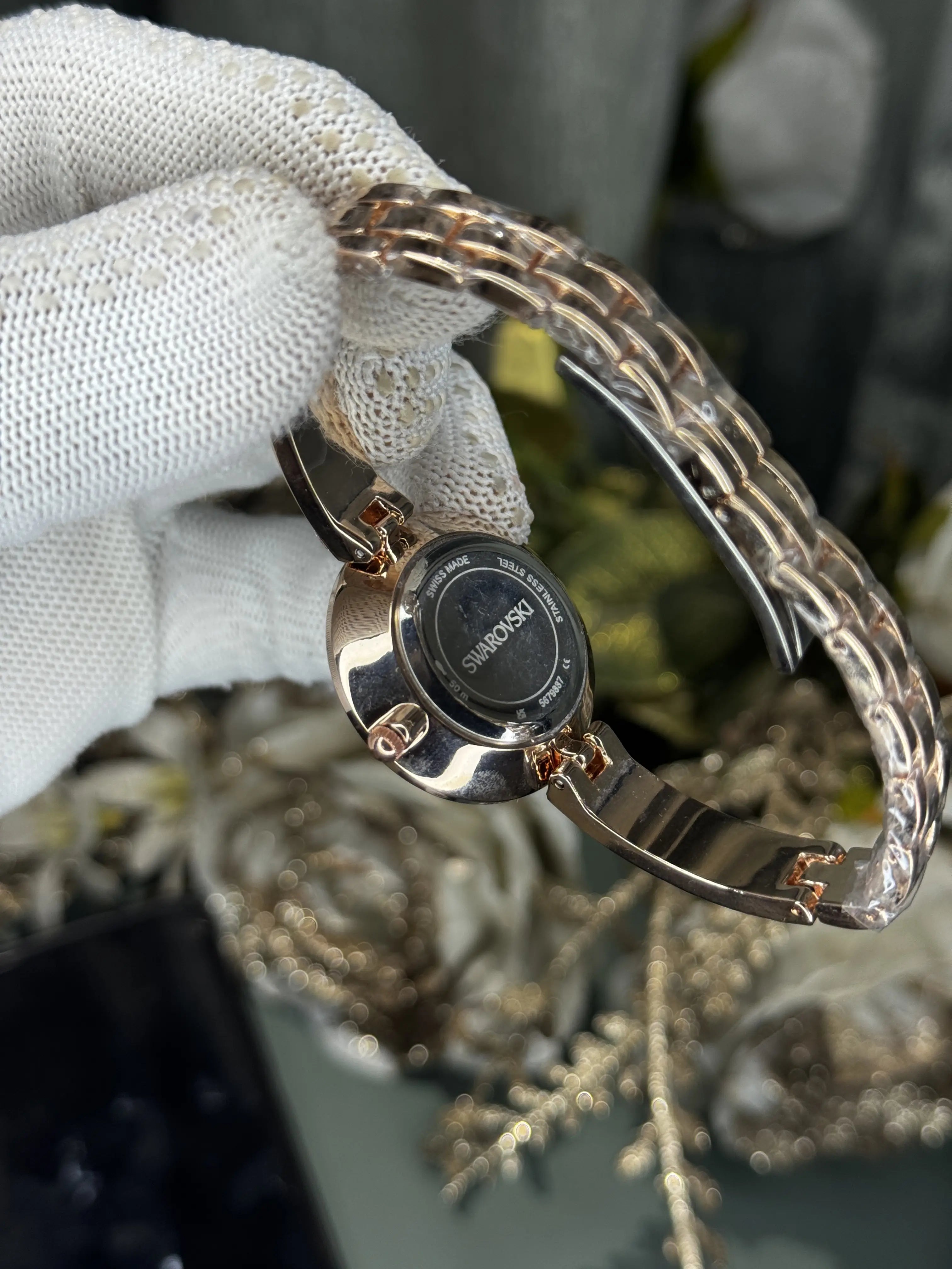 Swarovsk i Matrix Bangle Pink Quartz Watch