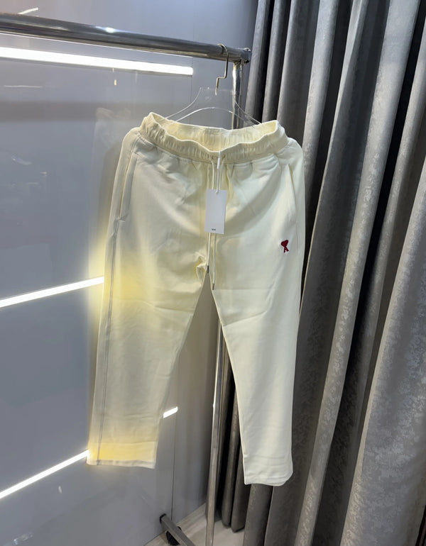 Ami Paris Cream Logo Work Premium Trackpant