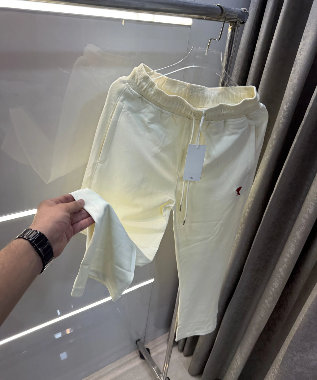 Ami Paris Cream Logo Work Premium Trackpant