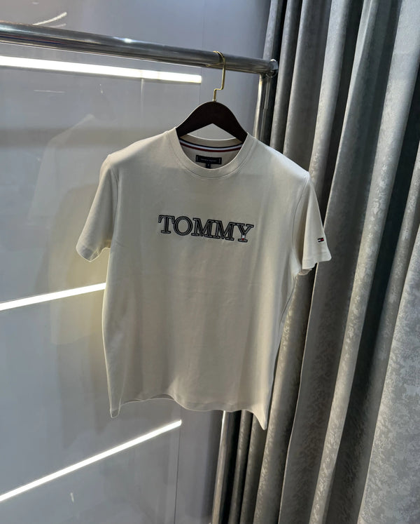 Tommy Hilfiger Cream Logo Work Premium Polo T-Shirt