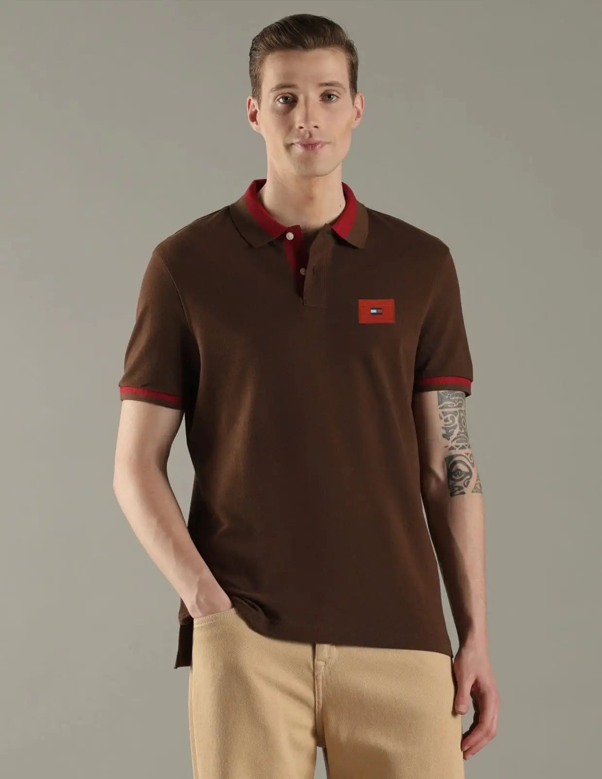 Tommy  Hilfiger Brown Logo Work Premium Polo T-Shirt Main image