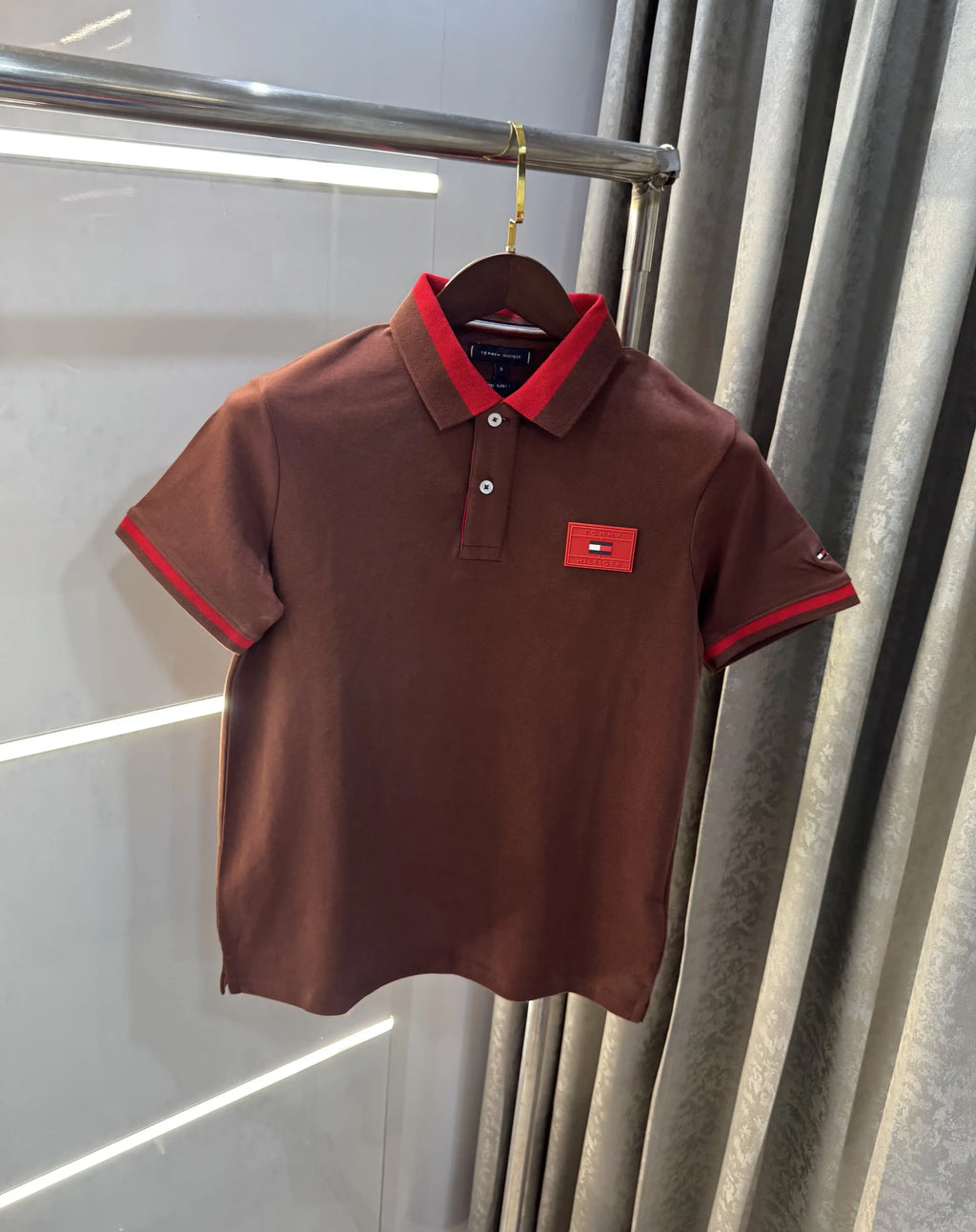 Tommy  Hilfiger Brown Logo Work Premium Polo T-Shirt