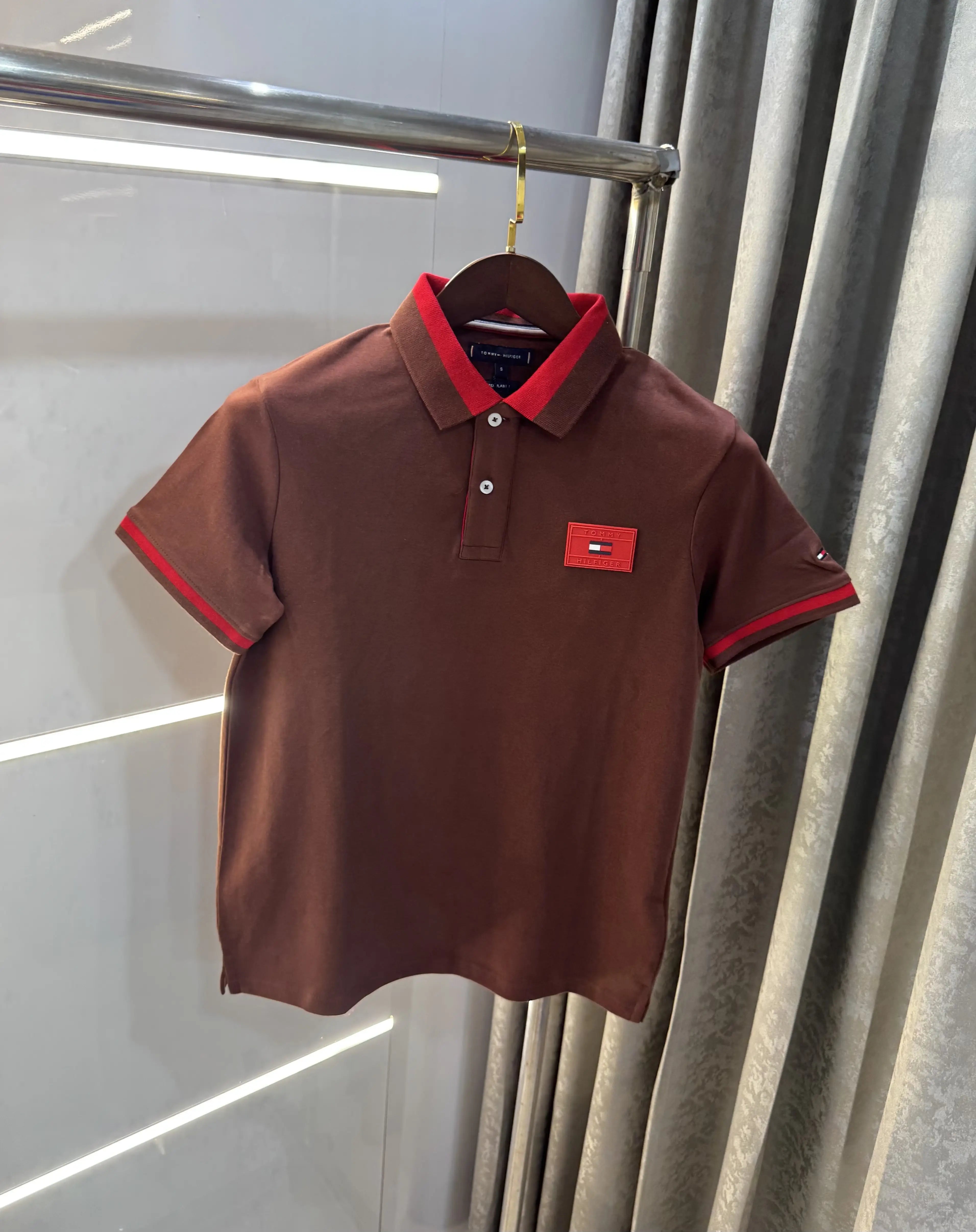 Tommy  Hilfiger Brown Logo Work Premium Polo T-Shirt