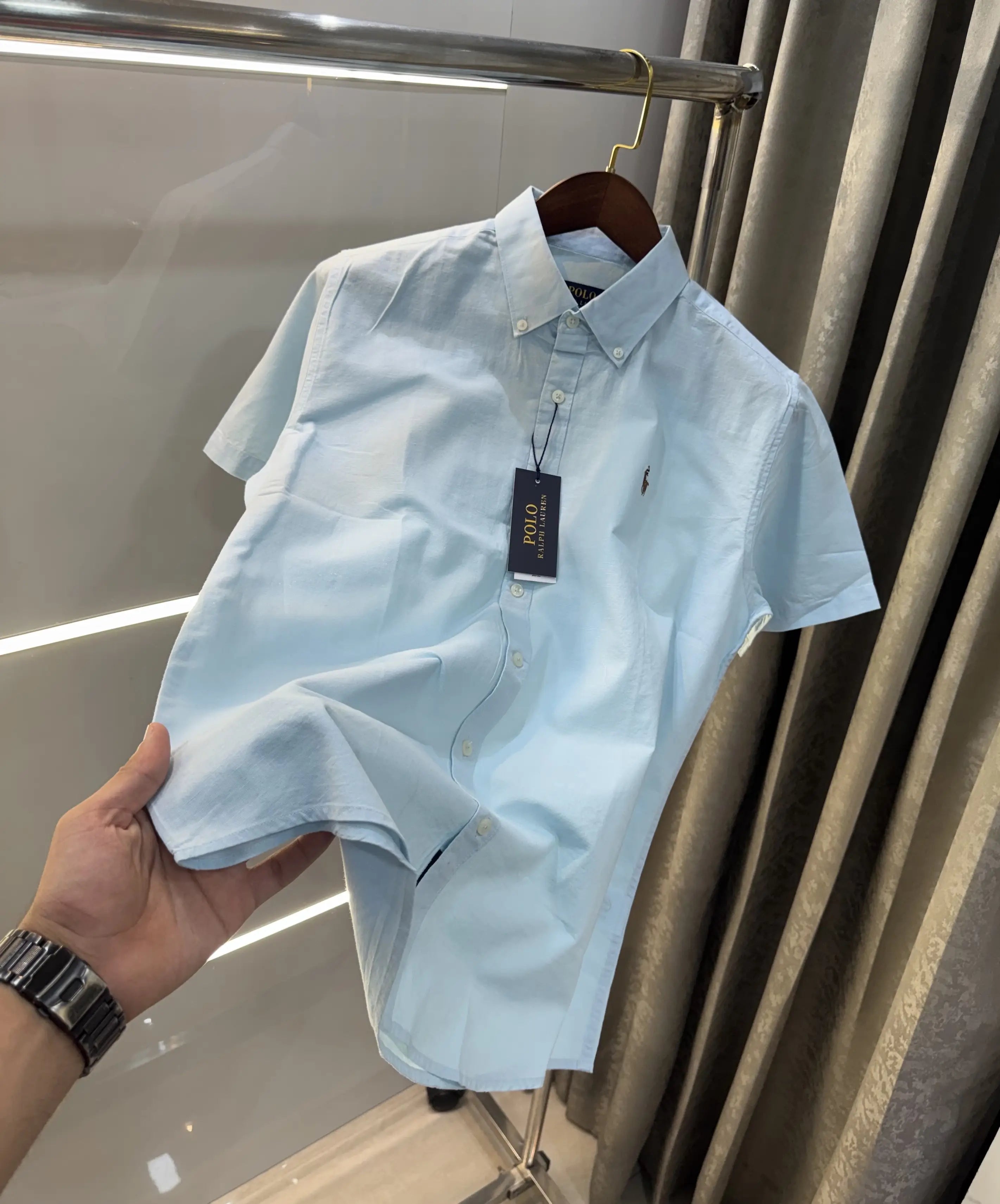 Ralph  Lauren Sky Blue Premium Linen Shirt