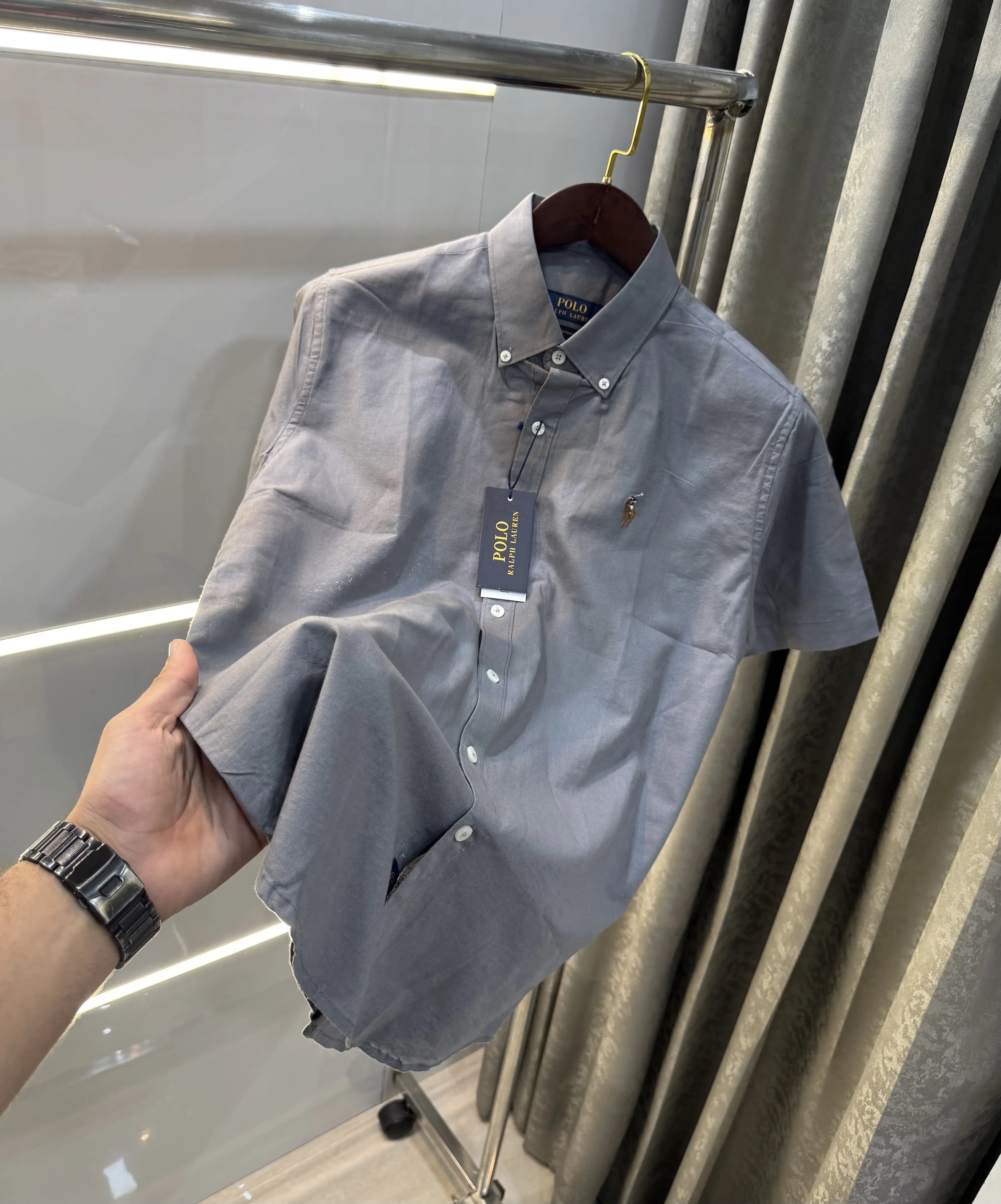 Ralph  Lauren Dark Grey Premium Linen Shirt Main image