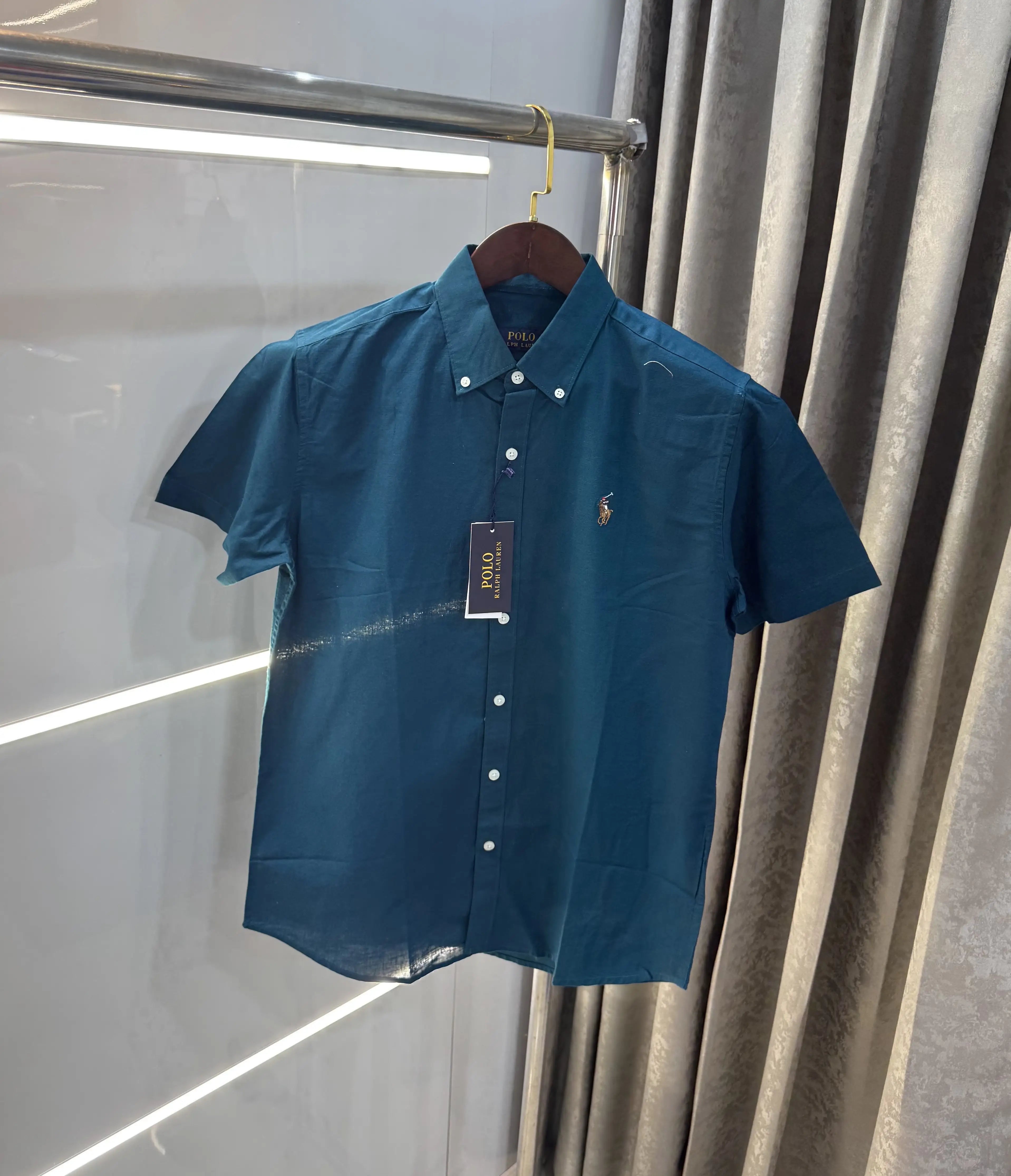 Ralph  Lauren Petrol Blue Premium Linen Shirt