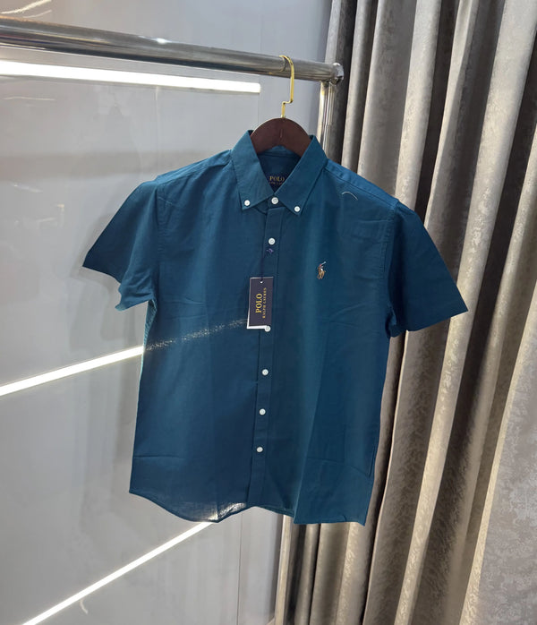 Ralph  Lauren Petrol Blue Premium Linen Shirt