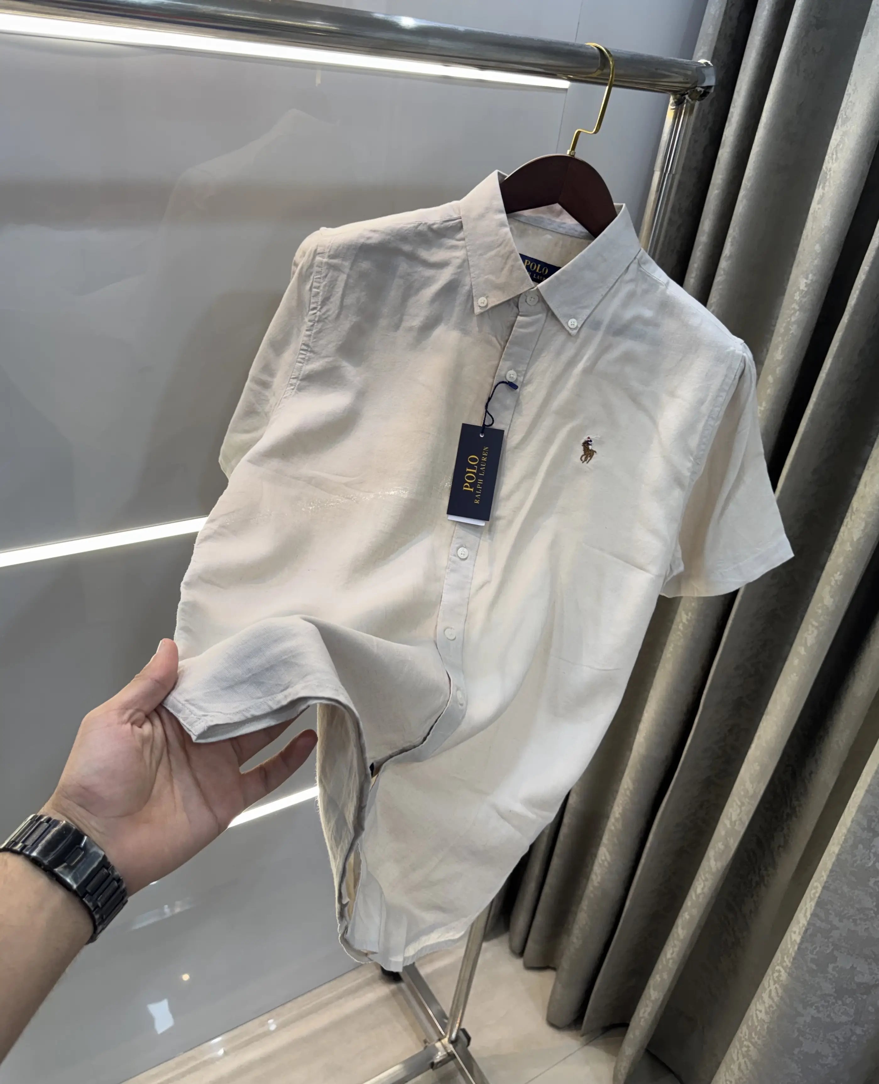 Ralph  Lauren Cream Premium Linen Shirt