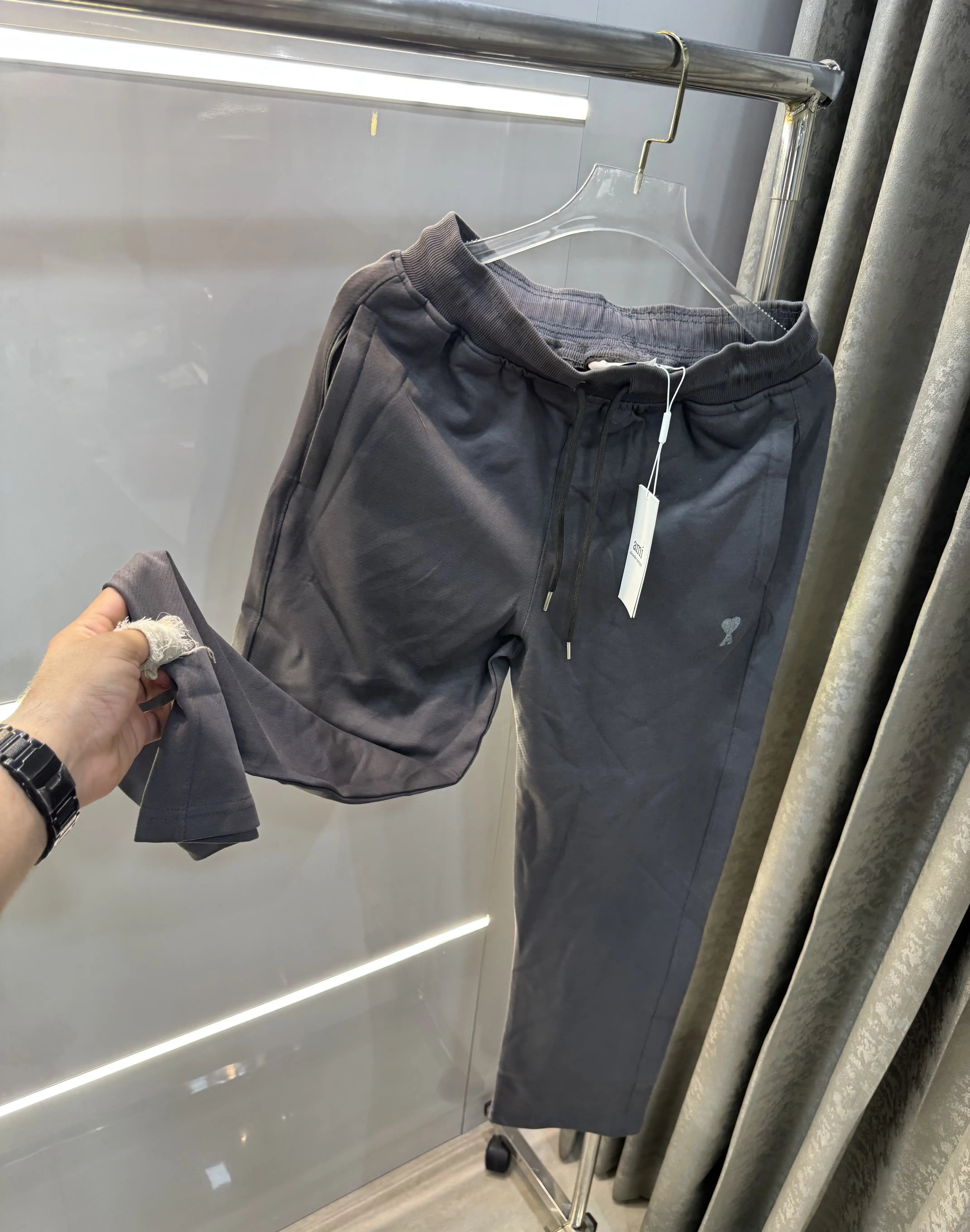 Ami Paris Dark Grey Logo Work Premium Trackpant Secondary image