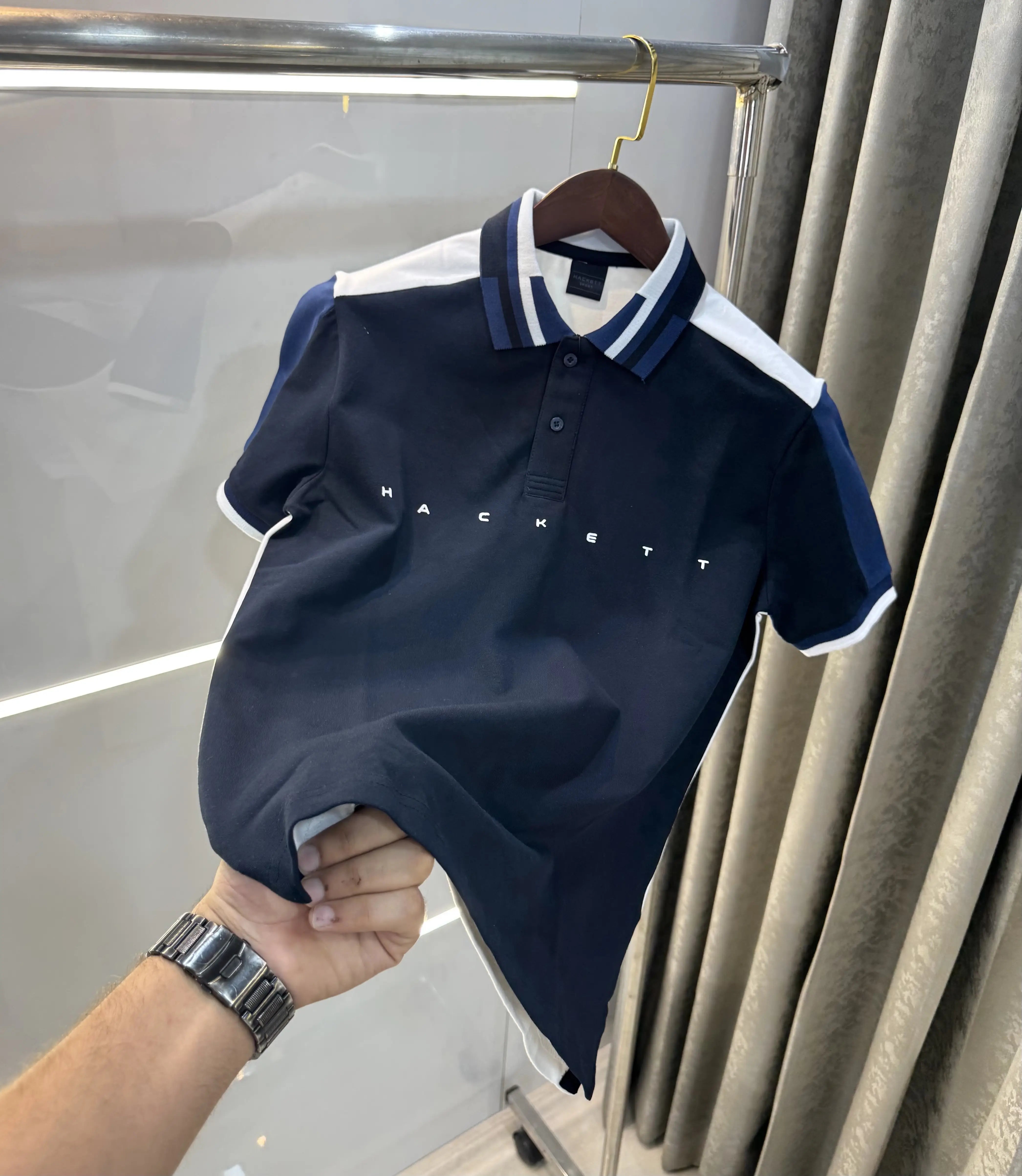 Hacket Navy Blue Logo Work Premium Polo T-Shirt Main image