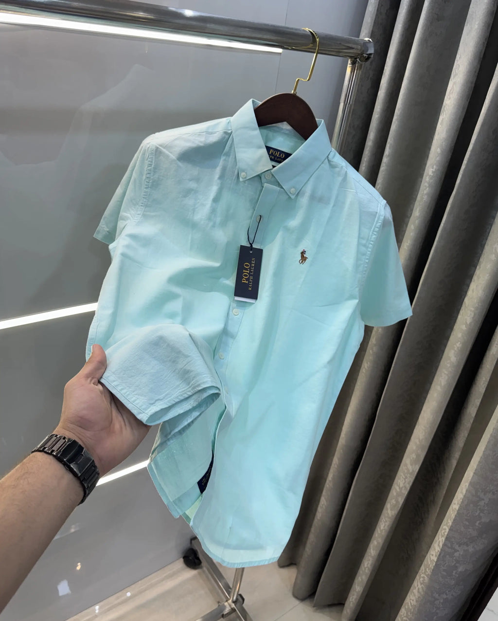 Ralph  Lauren Aqua Green Premium Linen Shirt