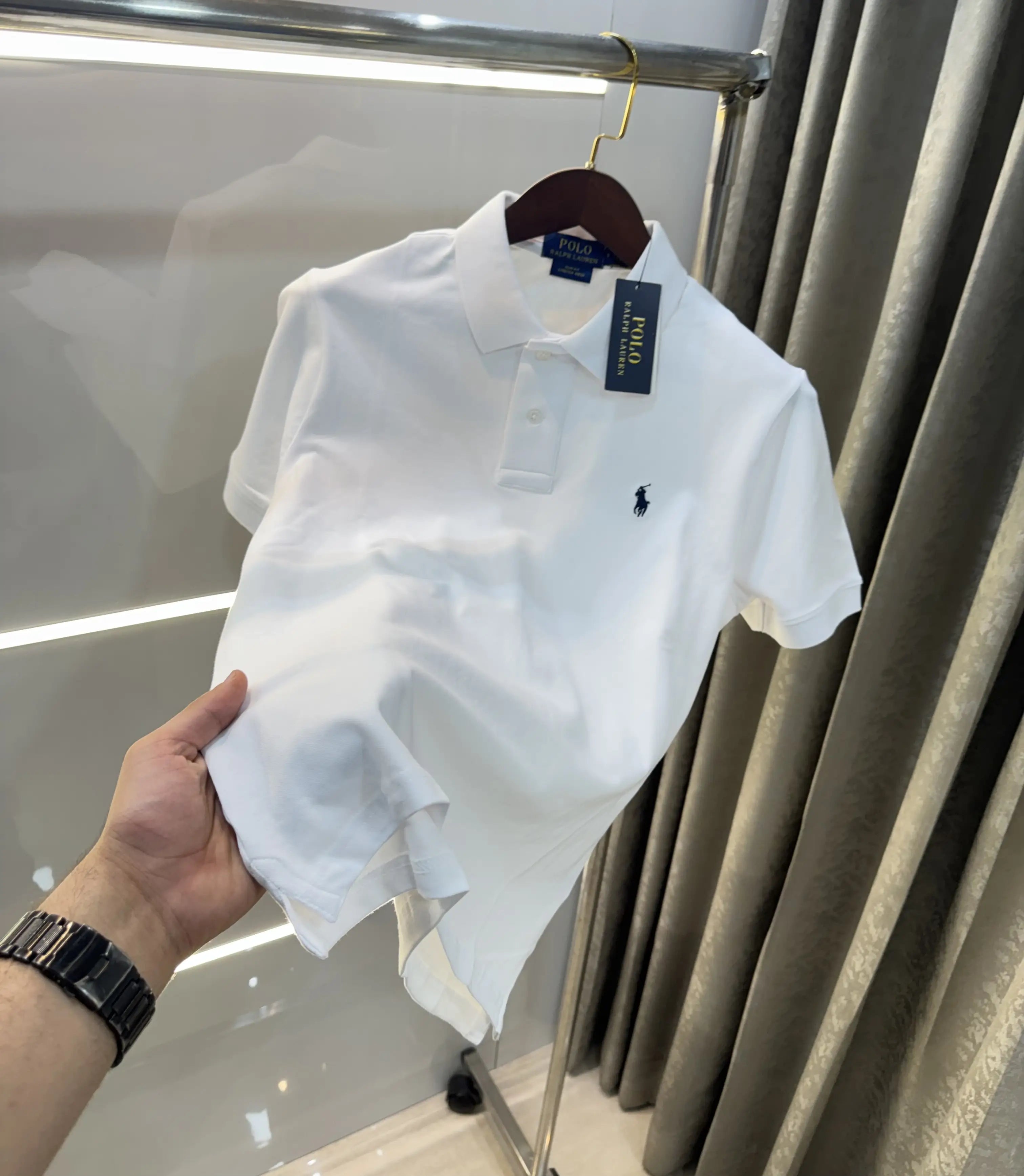 Ralph Lauren White Embroidery Logo Knitted Polo T-shirt Main image