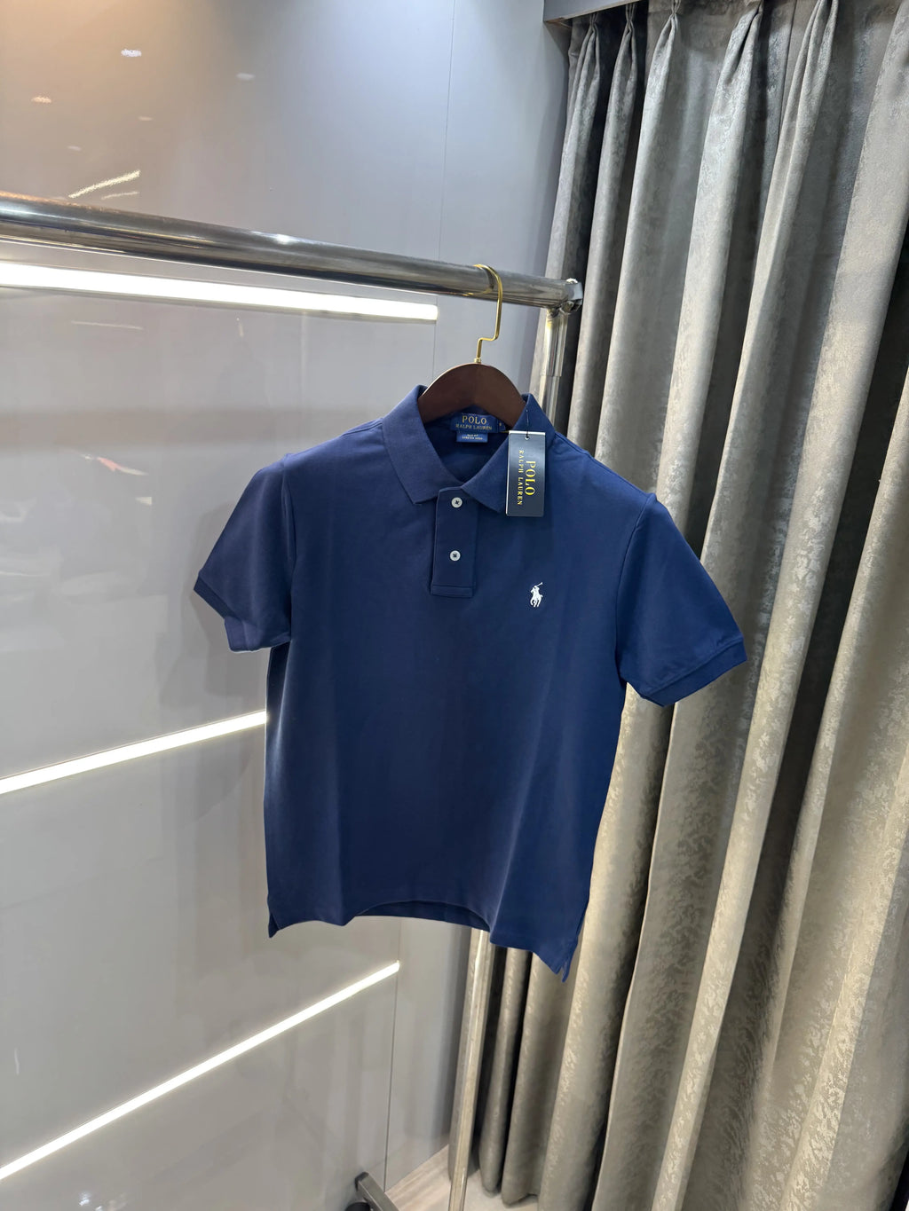Ralph Lauren Petrol Blue Embroidery Logo Knitted Polo T-shirt