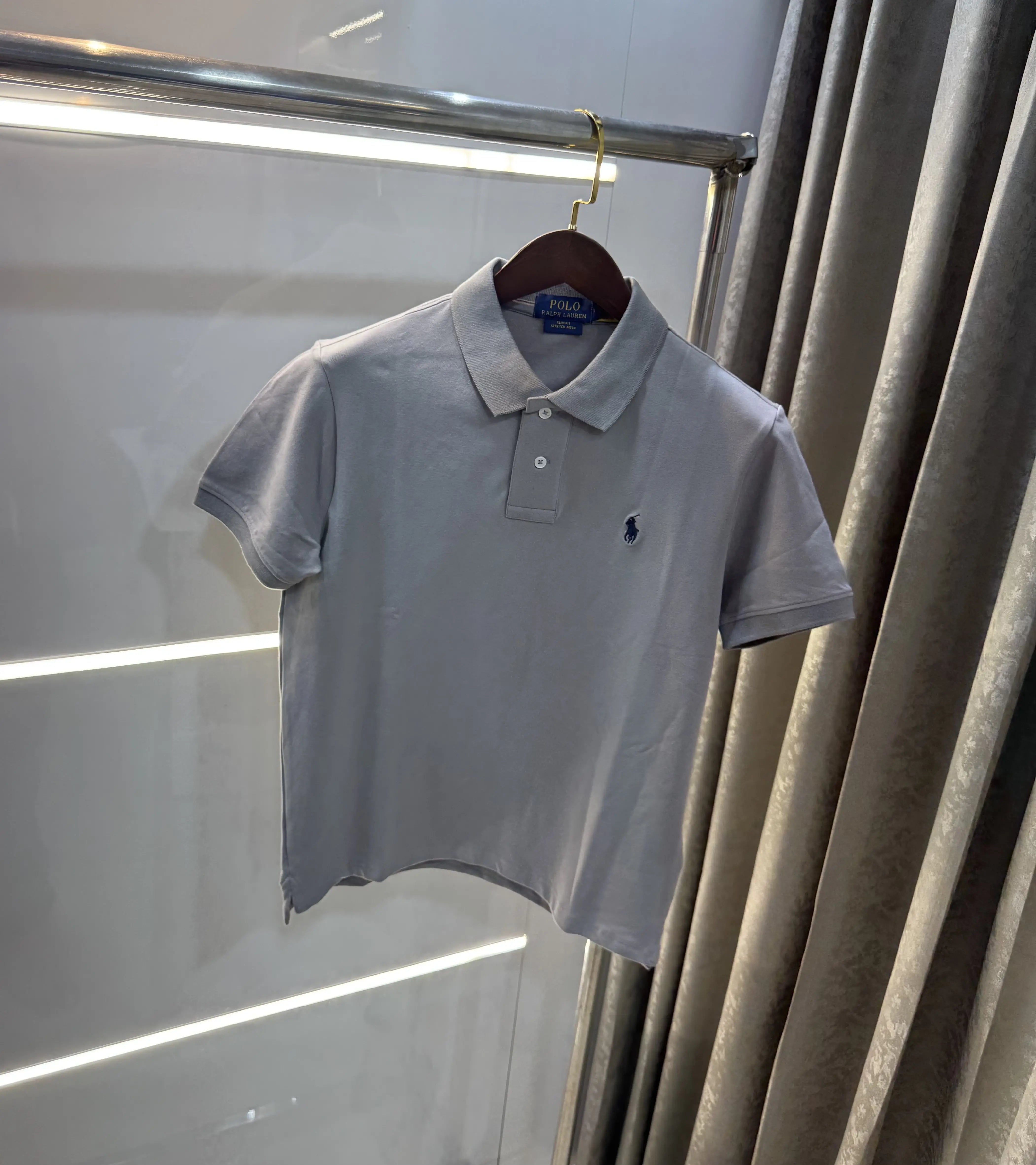 Ralph Lauren Grey Embroidery Logo Knitted Polo T-shirt Secondary image