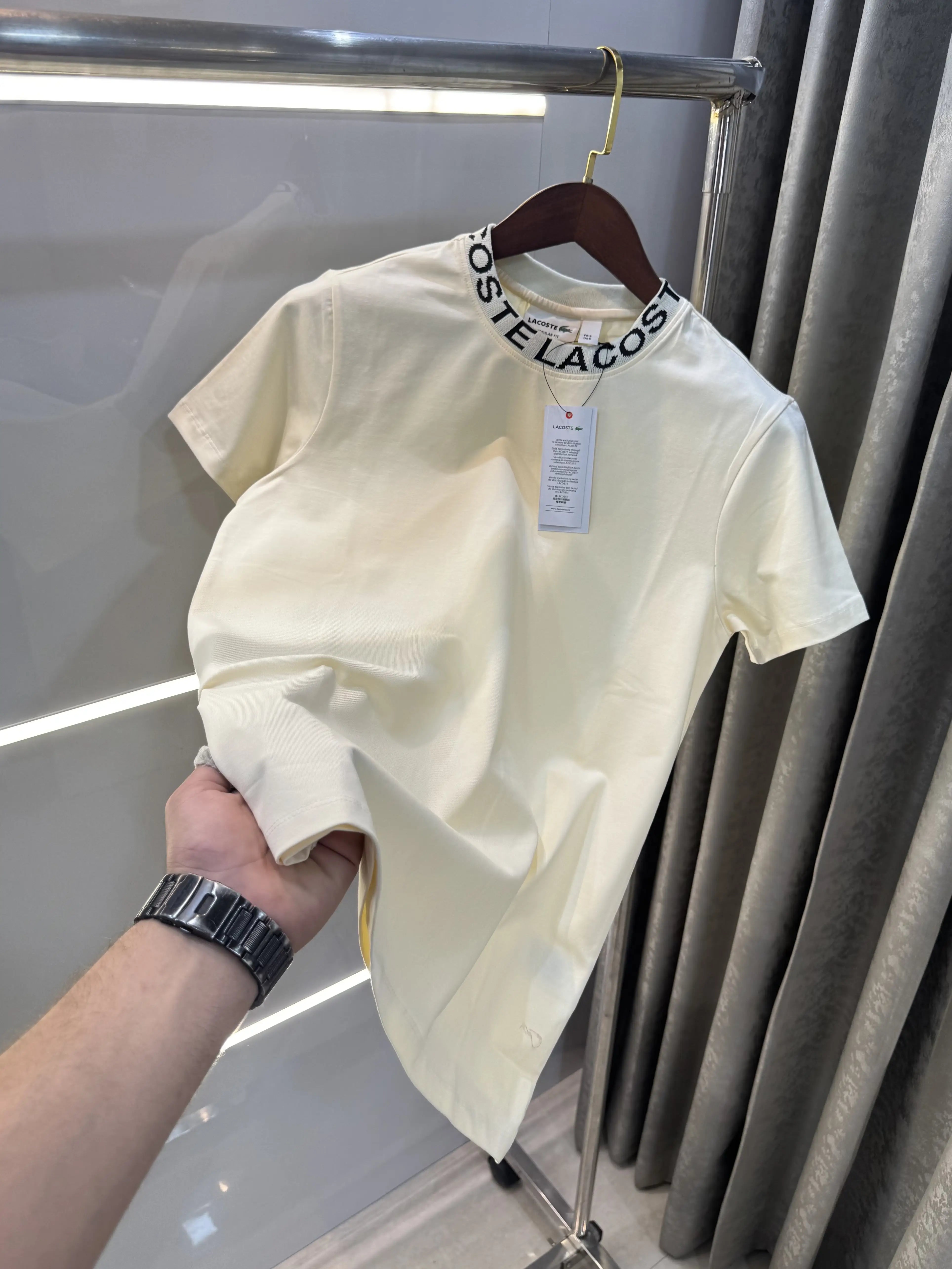 Lacoste Cream Logo Work Premium T-Shirt Main image