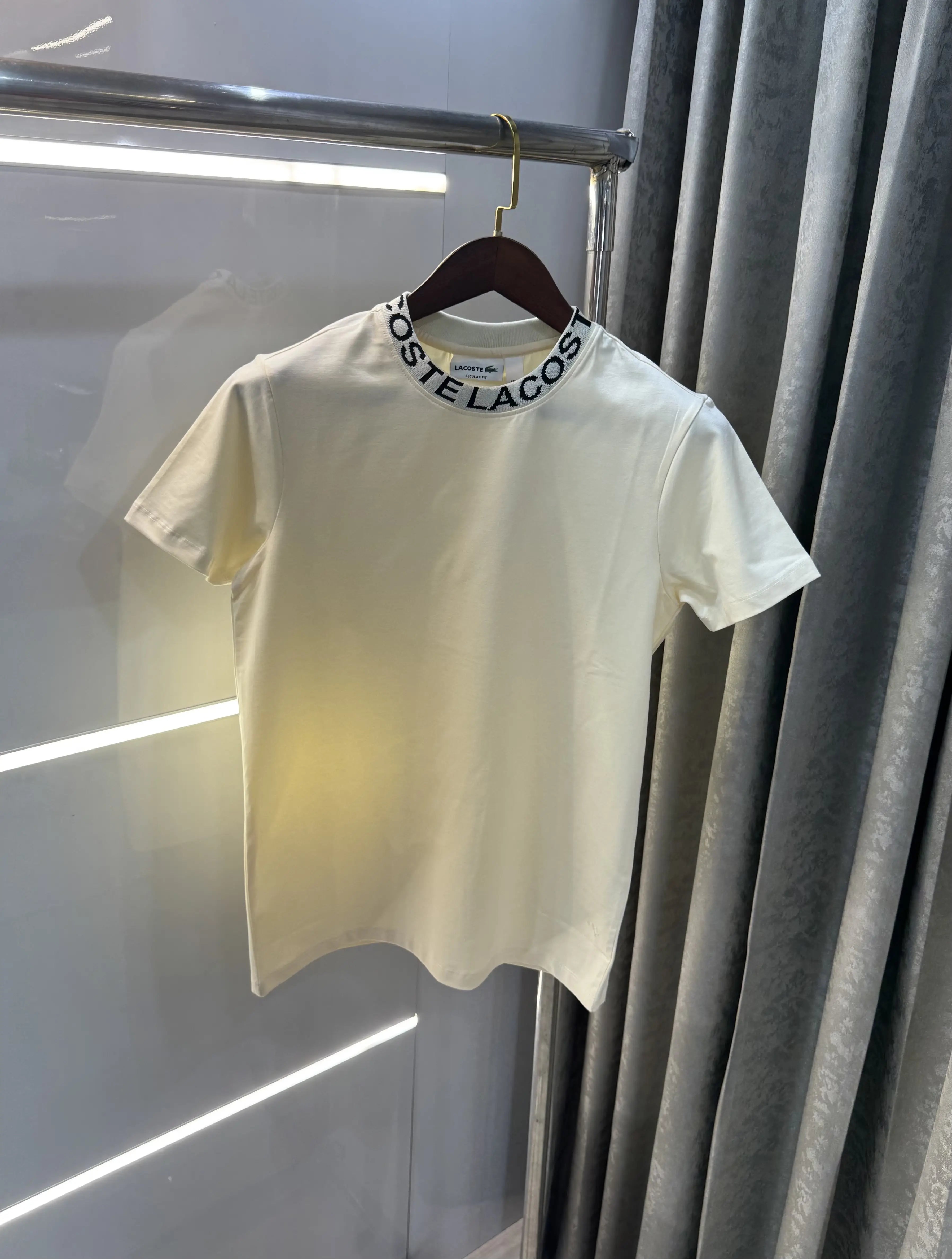 Lacoste Cream Logo Work Premium T-Shirt Secondary image