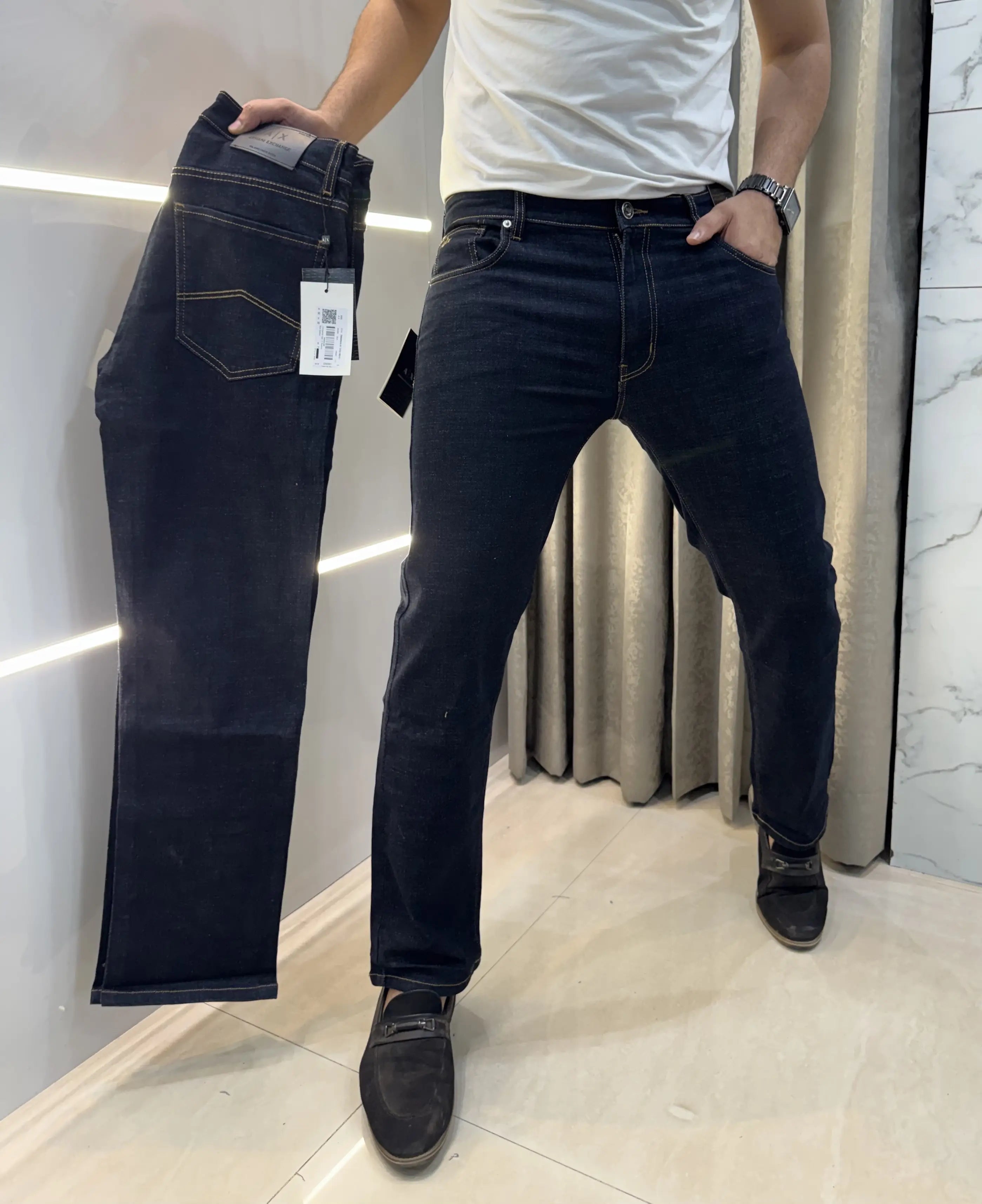 Armani Exchange Dark Blue Imported Hyperflex Denim Main image