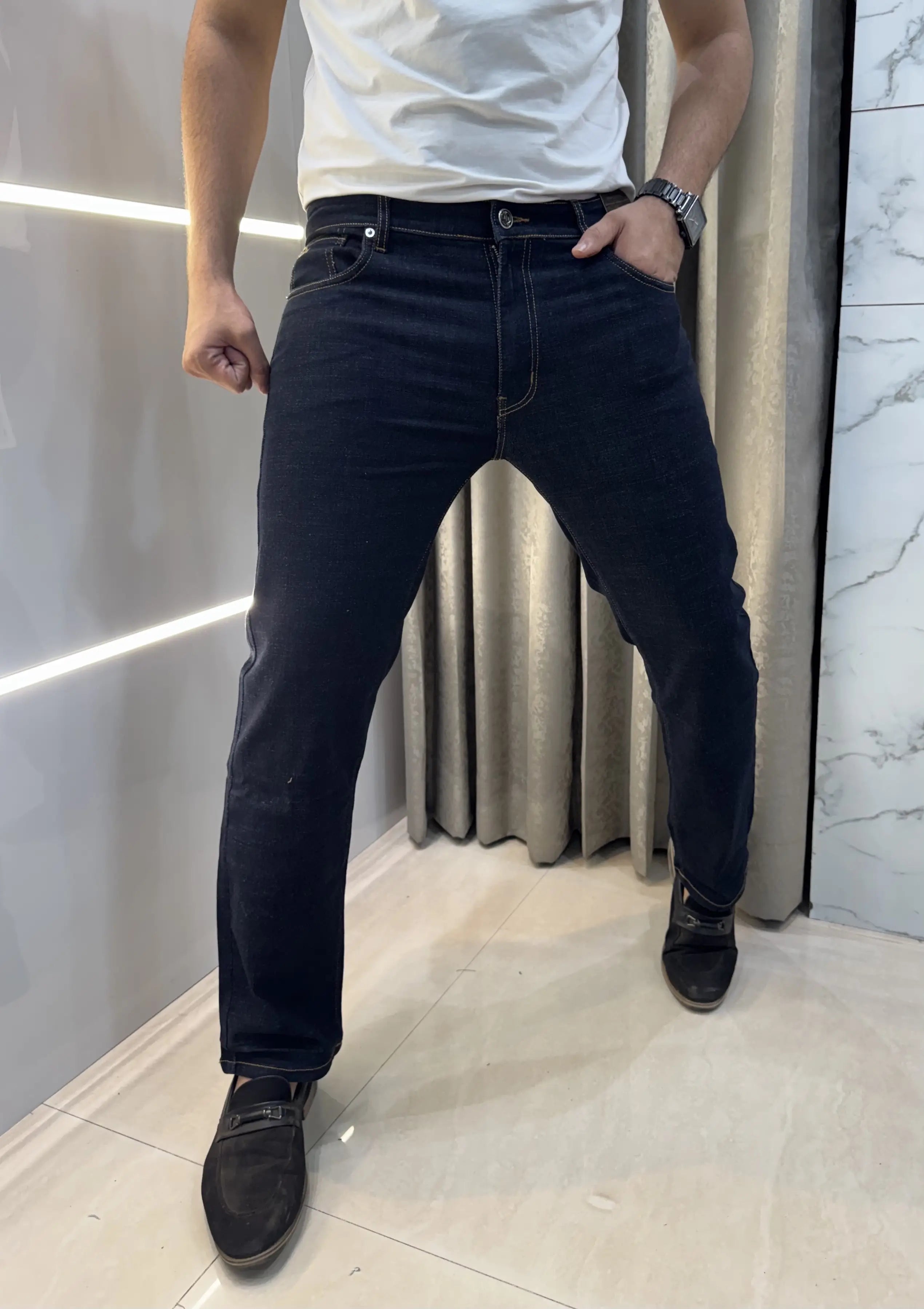 Armani Exchange Dark Blue Imported Hyperflex Denim Secondary image